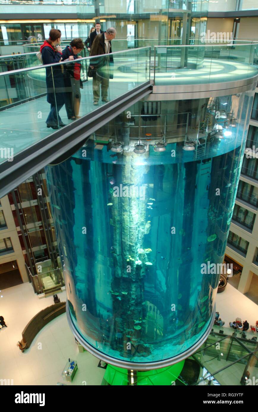 DEU, Germania Berlino : Acquario nella hall del Radisson SAS Hotel. Il  visitatore può visualizzare il Sealife dall'interno il 14 Foto stock - Alamy