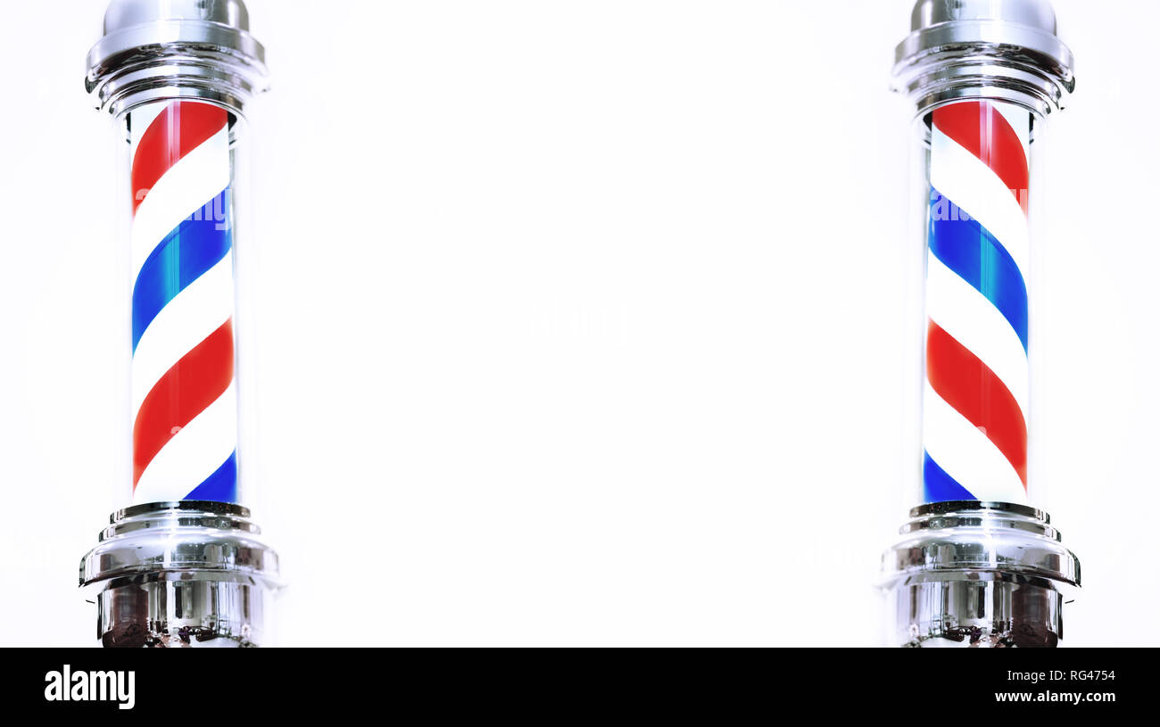 Barbiere pole closeup su sfondo semplice. Foto Stock