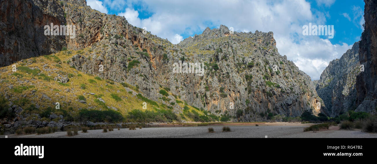 SA Calobra canyon. Montagne Tramuntana. Maiorca , Isole Baleari. Spagna Foto Stock