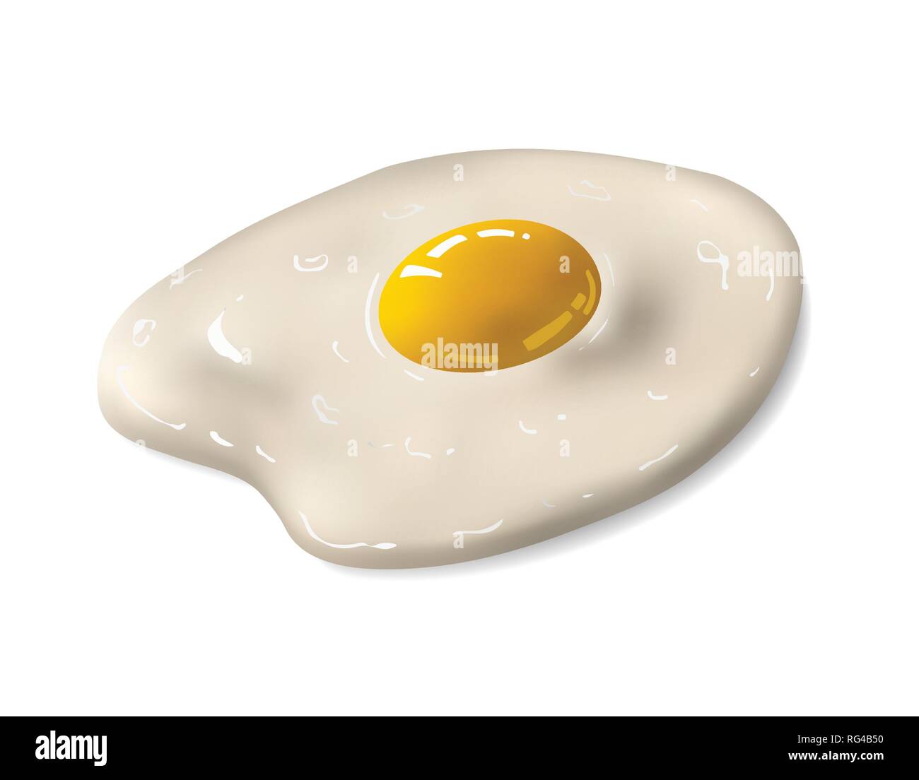 Uovo fritto. Fast food. Omelette cotte. Uova strapazzate. Isolato sullo sfondo bianco. Illustrazione Vettoriale