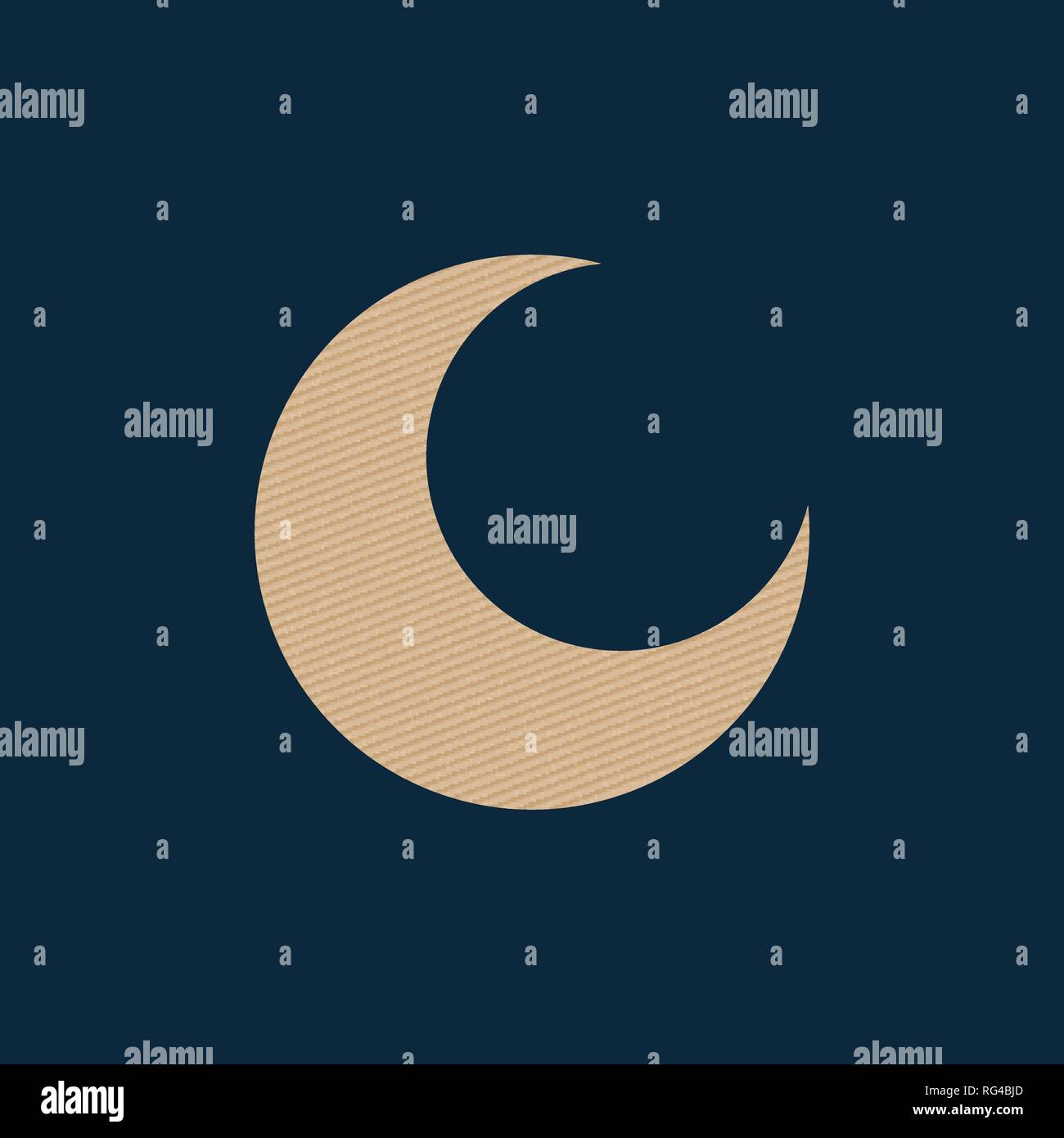 Icona astratta della luna. Vintage texture di cartone. Illustrazione Vettoriale. Cielo notturno. Illustrazione Vettoriale