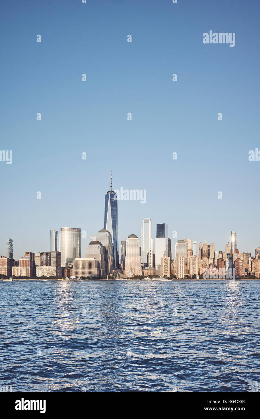 New York skyline della città, dai toni di colore immagine, STATI UNITI D'AMERICA. Foto Stock