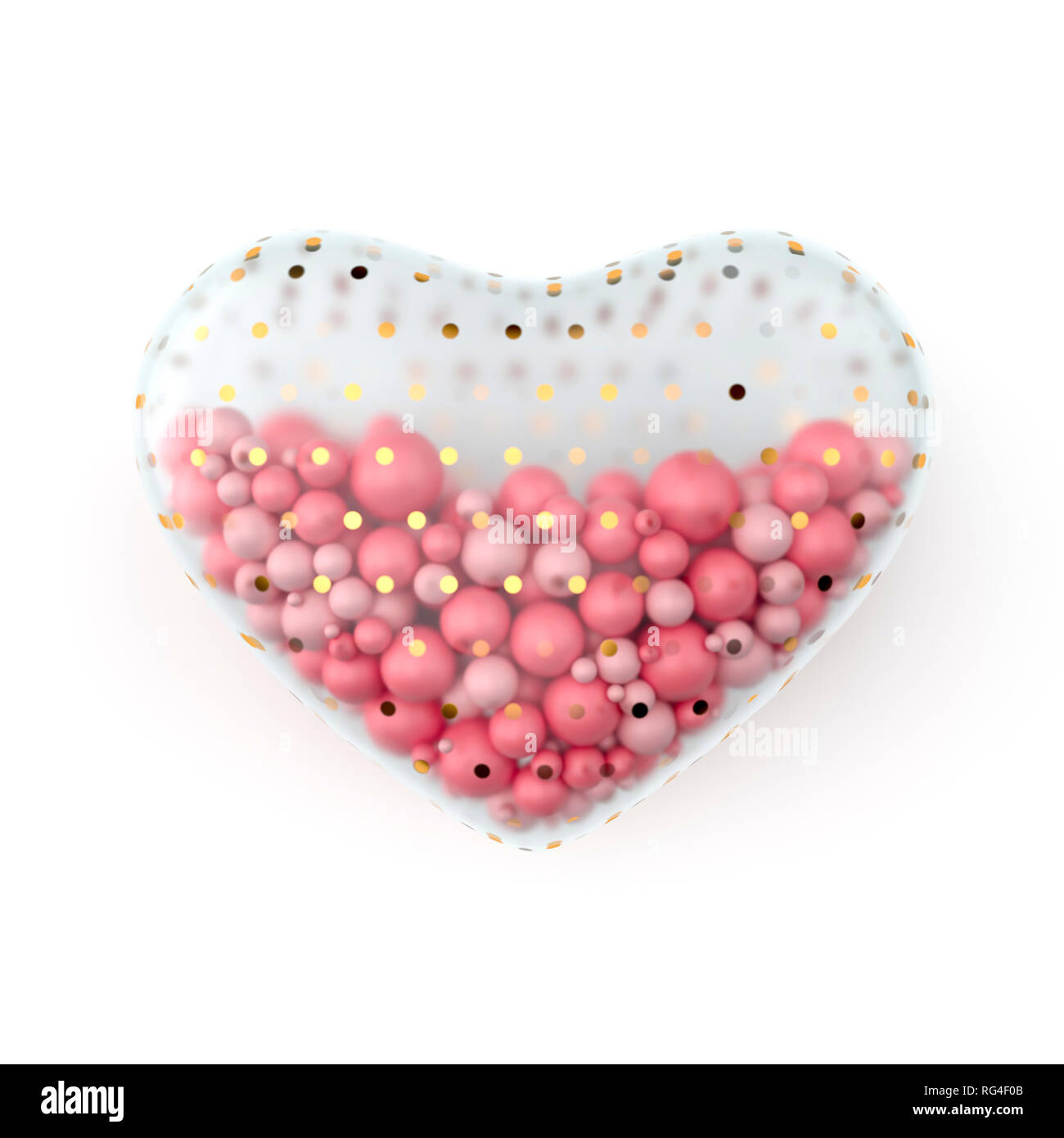Cuore di palloncino con sfere di rosa. Il giorno di San Valentino concetto Foto Stock