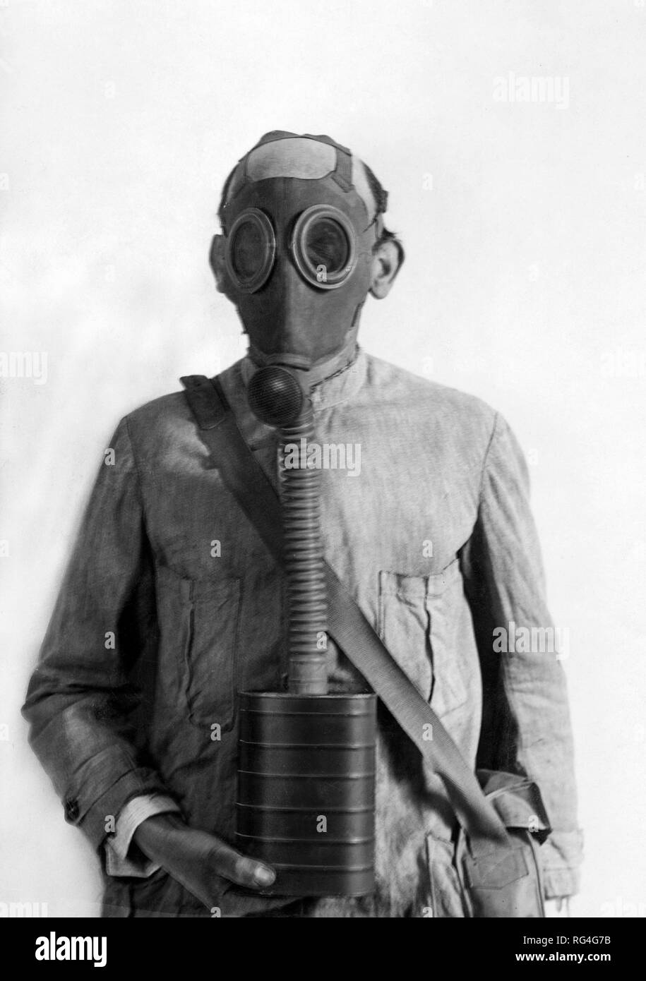 La guerra chimica, gas mask, penna maschera, 1915-18 Foto Stock