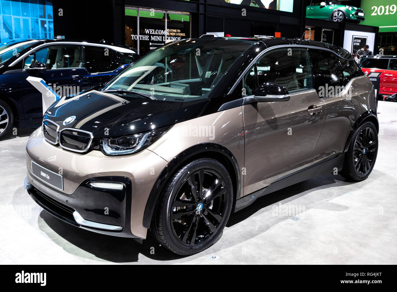 Bruxelles - Jan 18, 2019: BMW i3s auto presentati presso la 97Bruxelles Motor Show 2019 Autosalon. Foto Stock