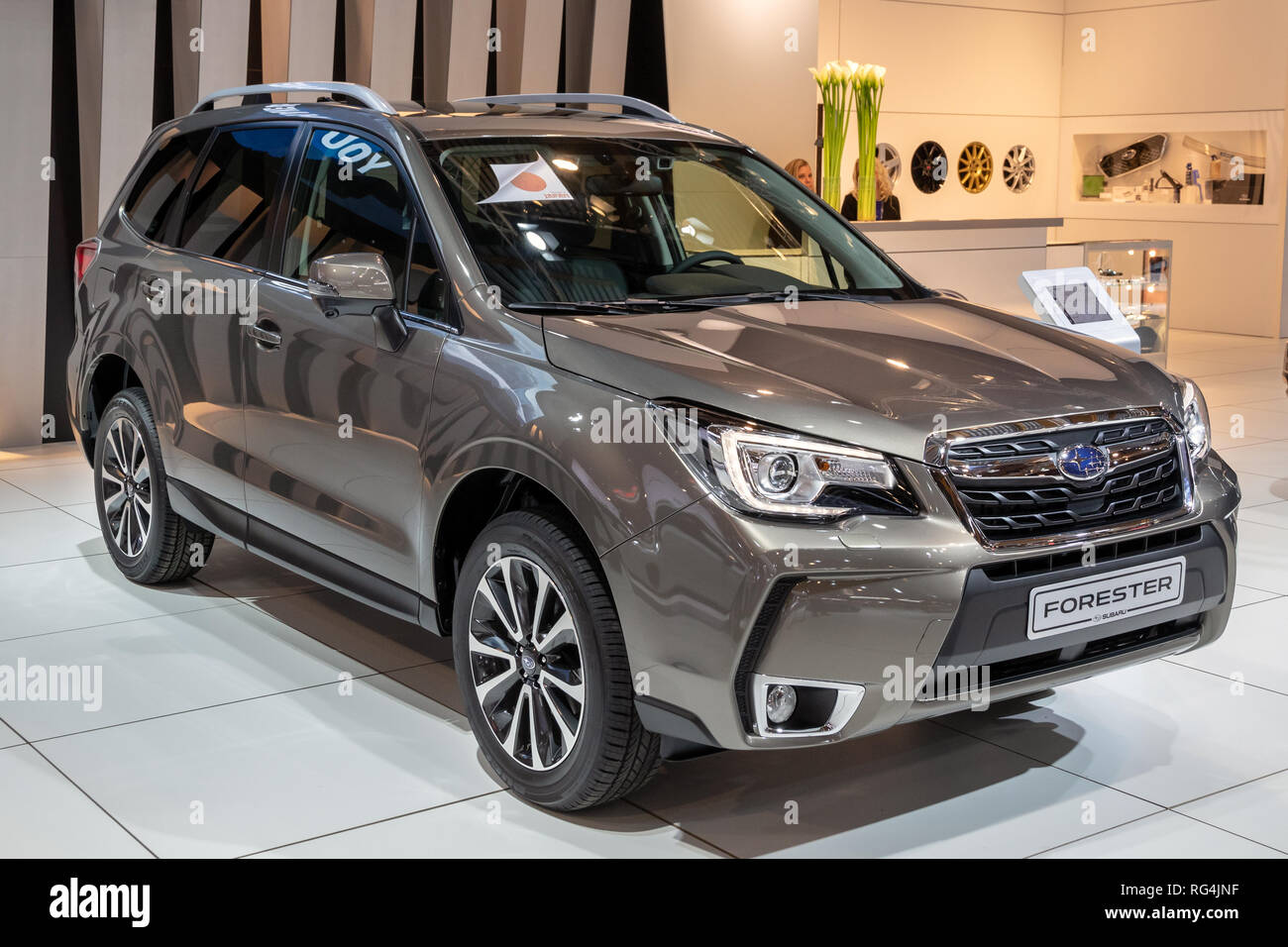 Bruxelles - Jan 18, 2019: Subaru Forester auto presentati presso la 97Bruxelles Motor Show 2019 Autosalon. Foto Stock