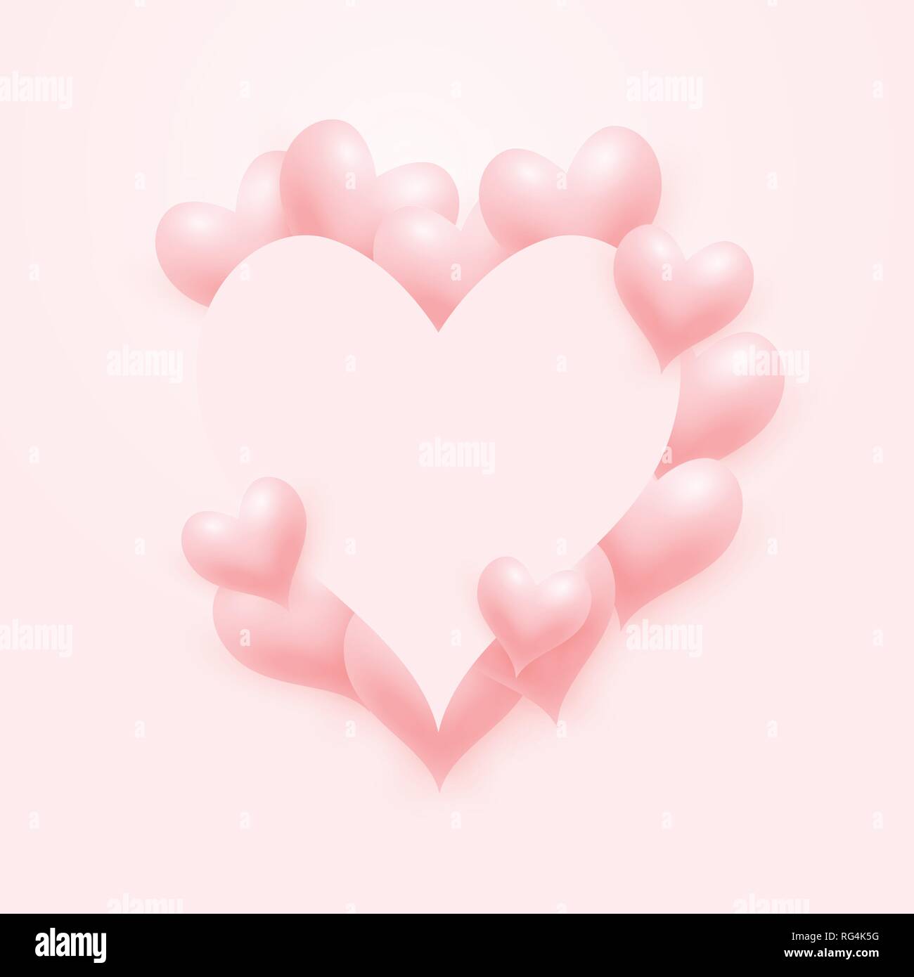 Luce morbida rosa amore cuori scheda evento frame. Illustrazione Vettoriale. Illustrazione Vettoriale