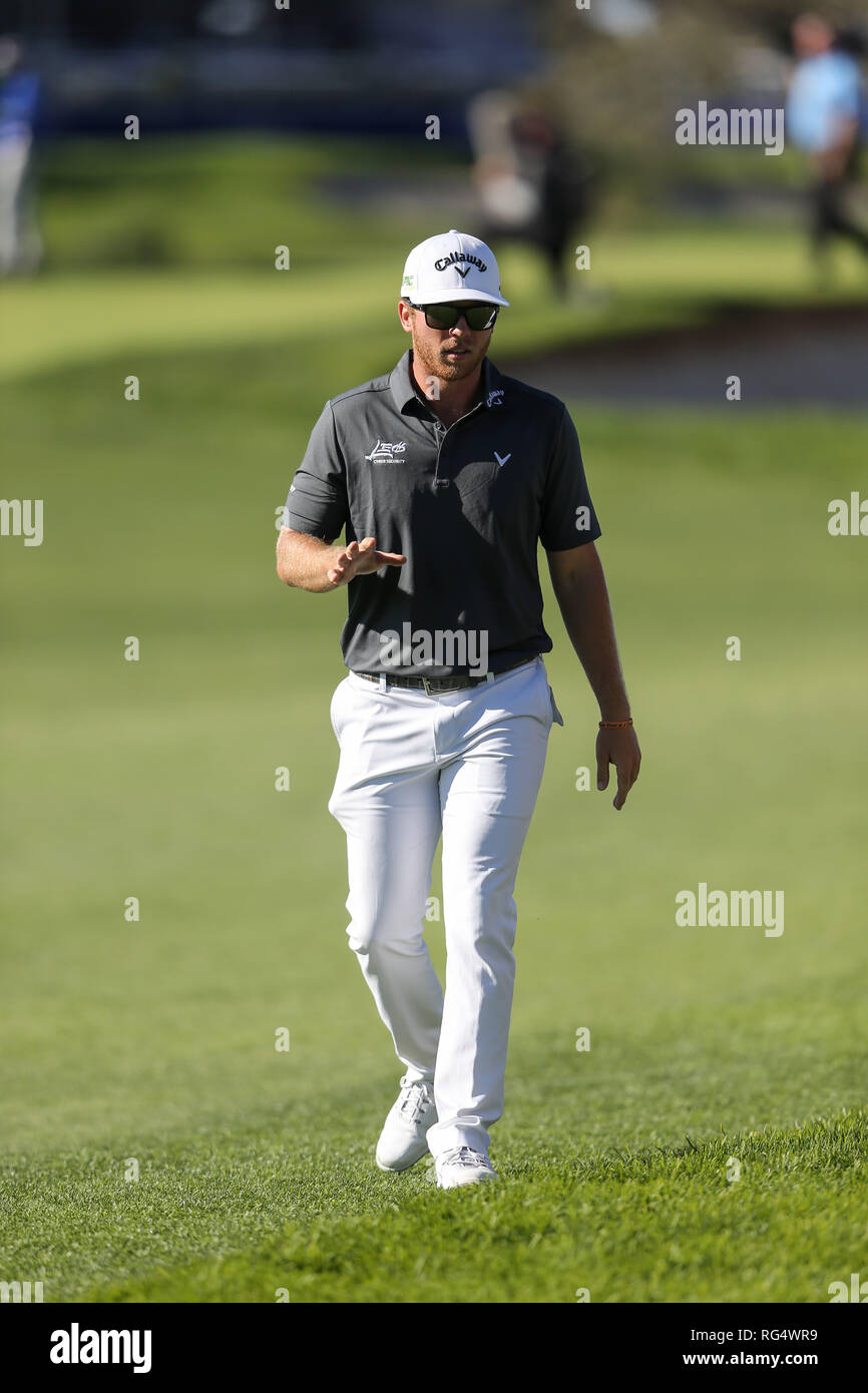 San Diego, California, Stati Uniti d'America. 27 gennaio, 2019. Talor Gooch durante il round finale di agricoltori aprire al campo da Golf di Torrey Pines, in San Diego CA, il 27 gennaio 2019. Jevone Moore Credito: csm/Alamy Live News Foto Stock