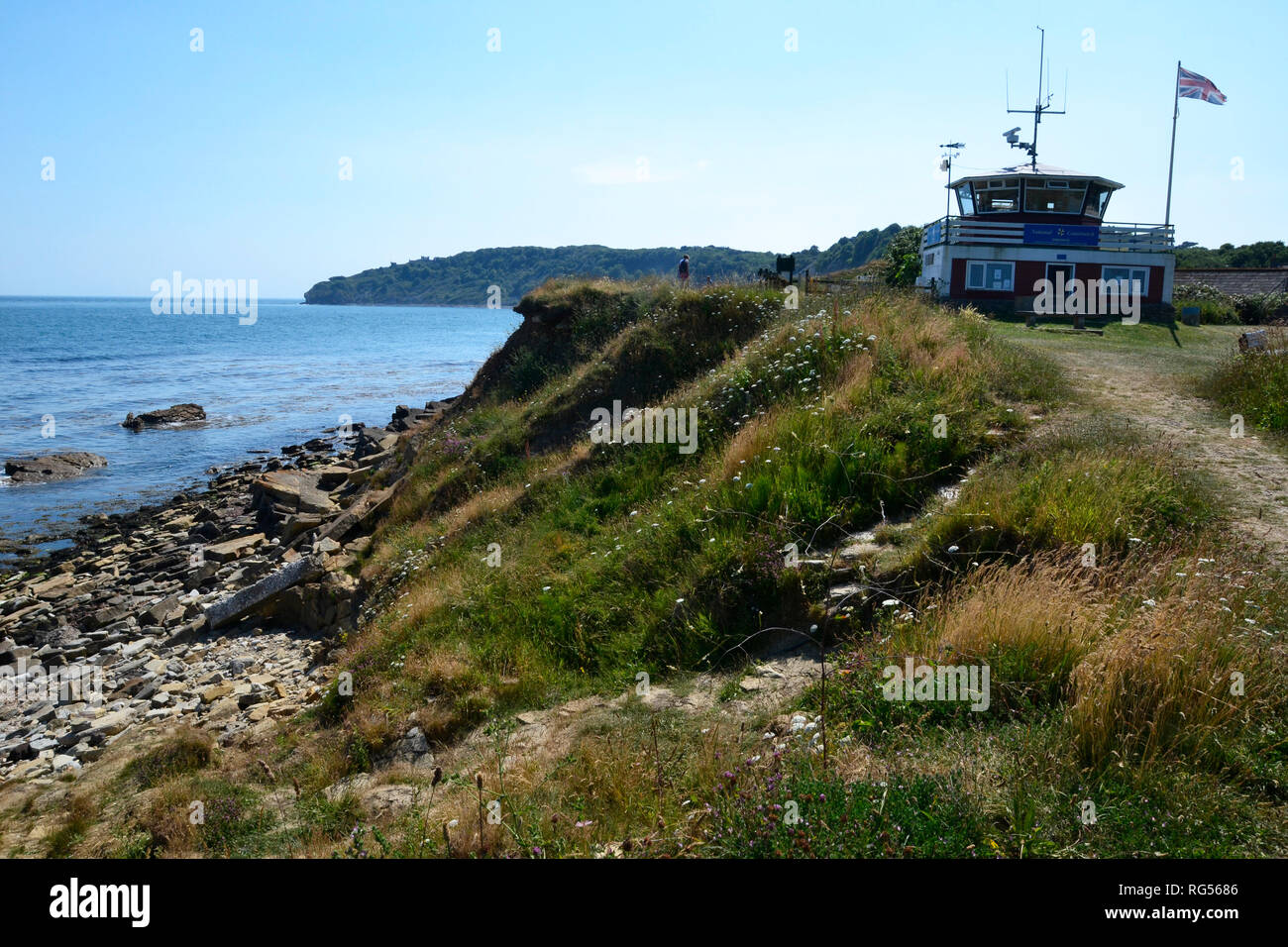 Il Coastwatch lookout a: Peveril Point, Swanage, Isle of Purbeck, Dorset, England, Regno Unito Foto Stock