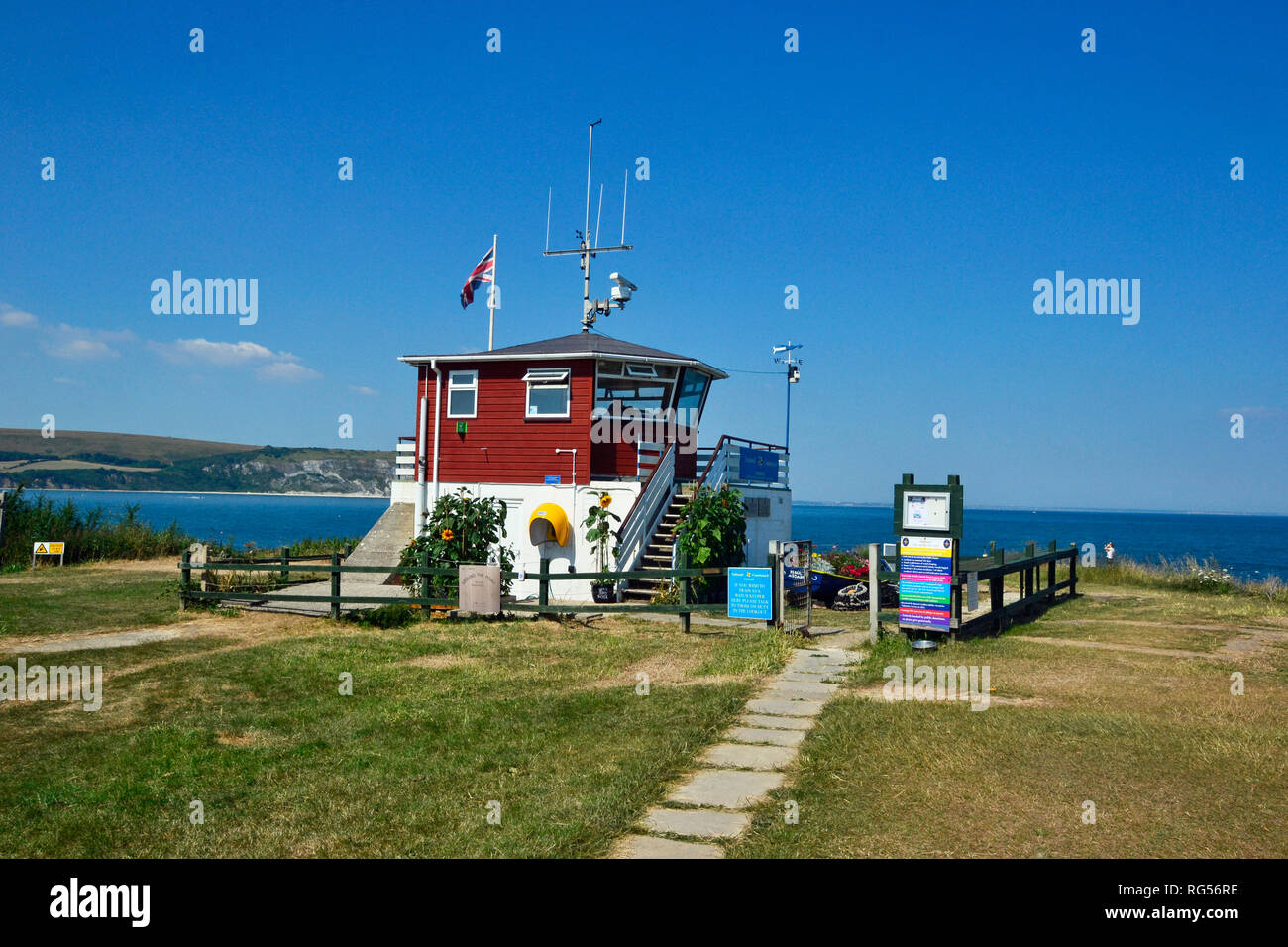 Il Coastwatch lookout a: Peveril Point, Swanage, Isle of Purbeck, Dorset, England, Regno Unito Foto Stock