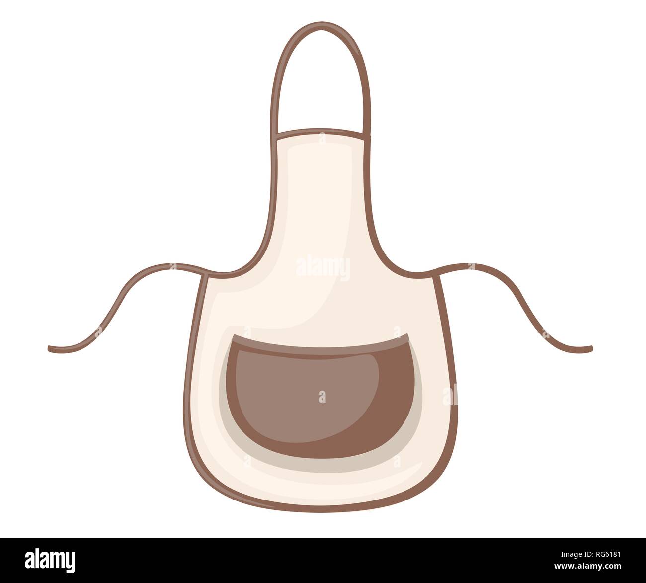 Bianco e Marrone di Grembiule da cucina. Cartoon stile piatto illustrazione isolati su sfondo bianco. Illustrazione Vettoriale