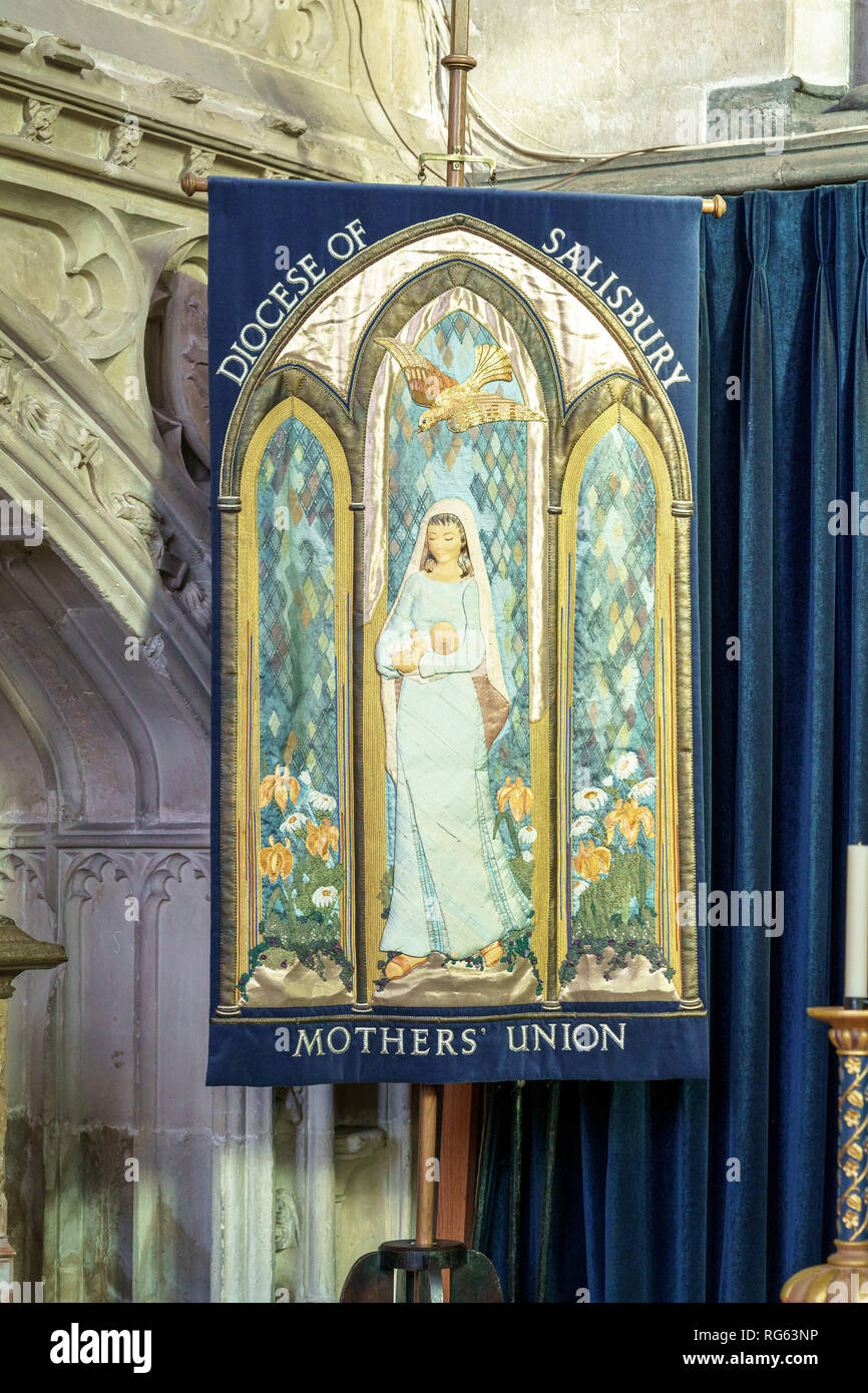 La Diocesi di Salisbury madri unione banner nella Cattedrale di Salisbury Foto Stock