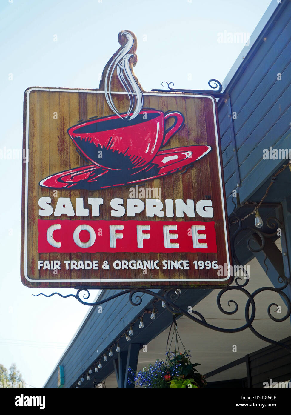Molla di sale segno di caffè, sale Spring Island, British Columbia, Canada Foto Stock