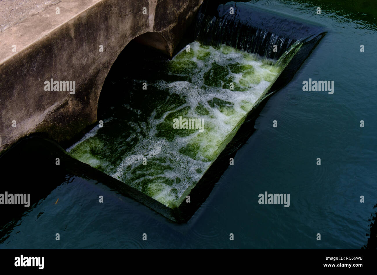 Acqua di scarico che fluisce dalla città Foto Stock