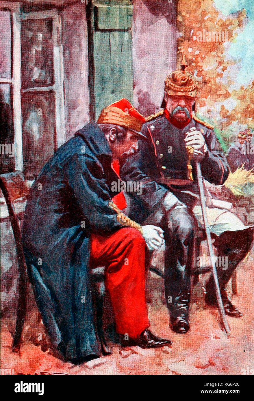 Otto von Bismarck e Napoleone III - i caduti imperatore e trionfale più parlato insieme Foto Stock