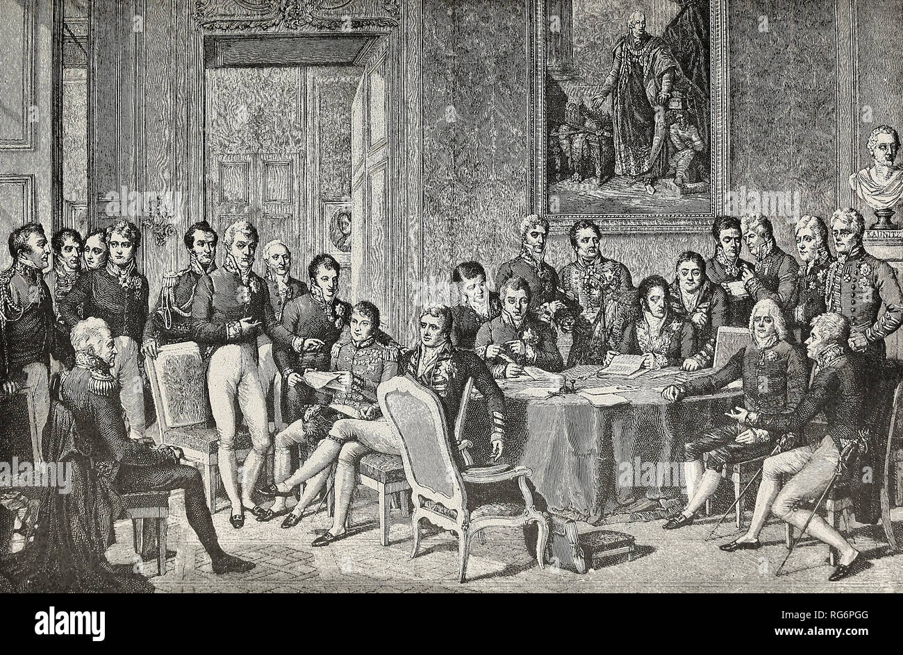 Il Congresso di Vienna - la celebre raccolta di più per ricostruire l'Europa dopo la caduta di Napoleone (rovesciare Foto Stock