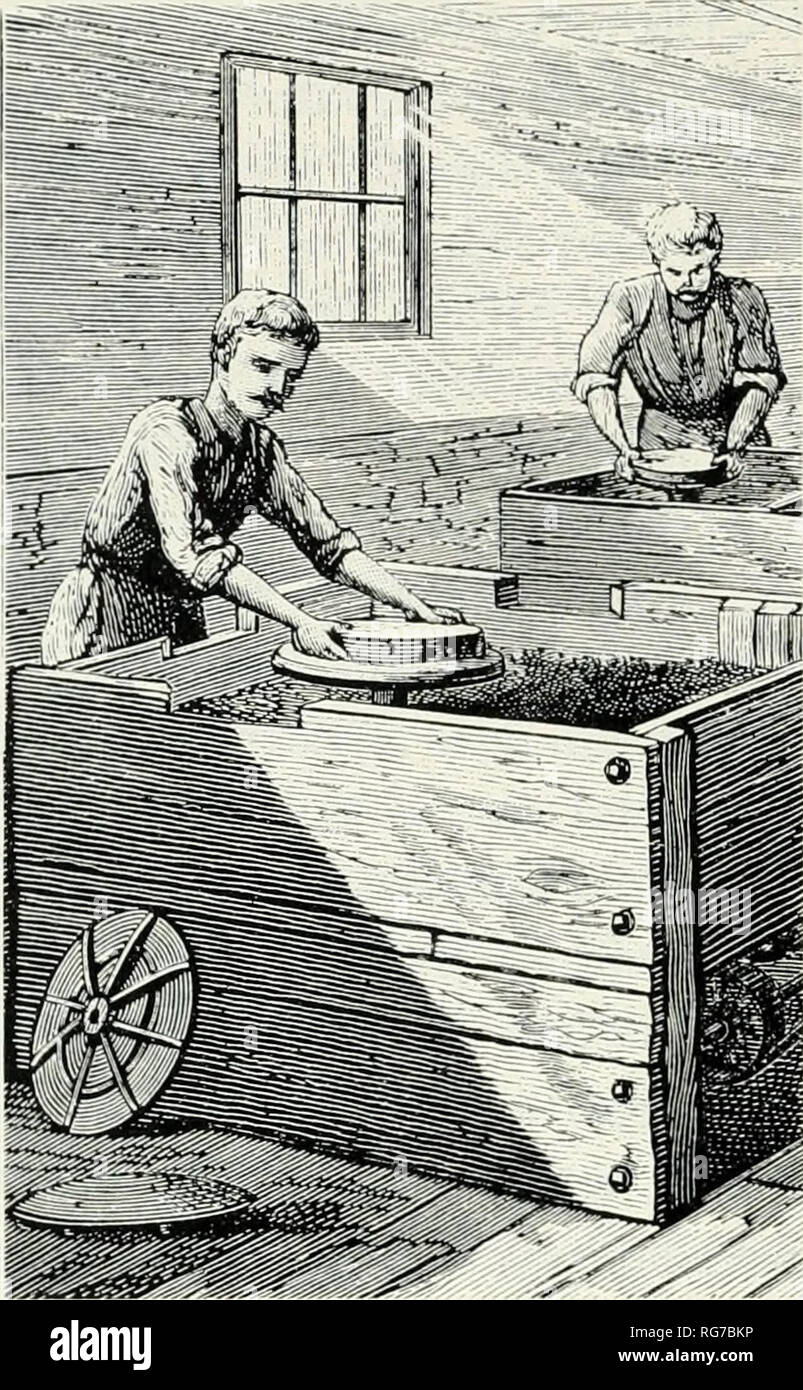 . Bollettino - Stati Uniti Museo Nazionale. La scienza. Figura 15.-macinazione di lenti nel Alvan Clark &AMP; figli fabbrica. Al- anche se gli strumenti sono ruotati per mezzo della potenza vapore, l'indi- tivo lenti sono detenute e spostato a mano. Dal coperchio della Scientific American, 24 settembre 1887. Warner &AMP; Swasey, ha un Clark oggetto di vetro 9,53 pollici di apertura e 12 piedi focus.72 Doane College in creta, Nebraska, acquisito un 8 pollici Clark indi- tivo, che era equatorially montato dal Professor Godwin Swezey in 1884.73 è ampiamente dimostrato che il Clarks reso comune nonché i principali astronomical inst Foto Stock