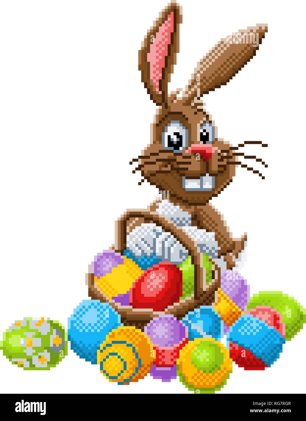Coniglietto di pasqua arte pixel a 8 bit gioco Cartoon Illustrazione Vettoriale