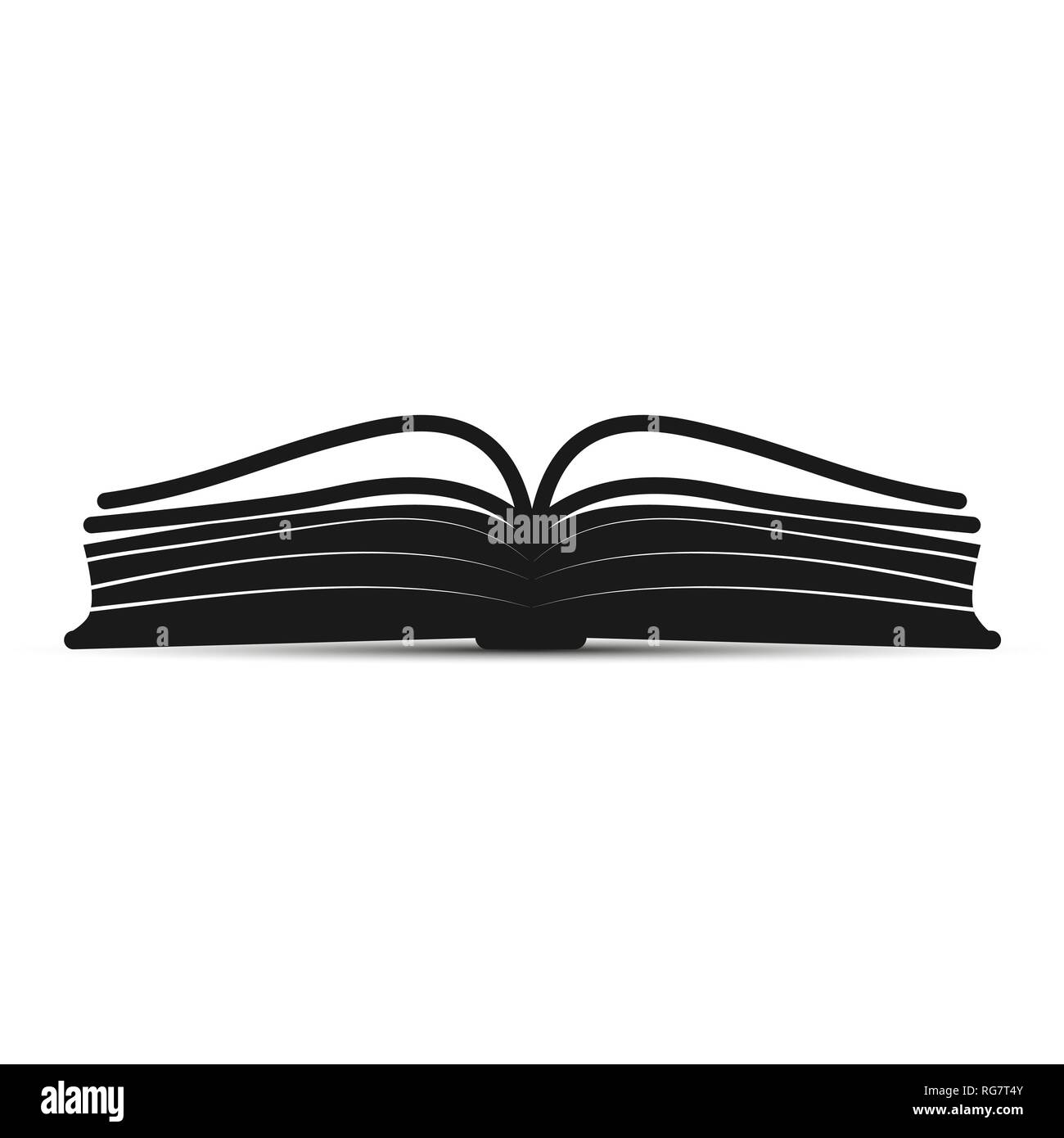 Semplice silhouette'icona del libro aperto per il web design Illustrazione Vettoriale