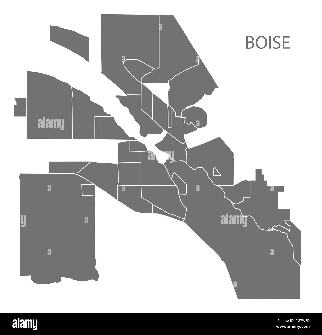 XXXXX mappa della città con i quartieri grigio illustrazione forma silhouette Illustrazione Vettoriale