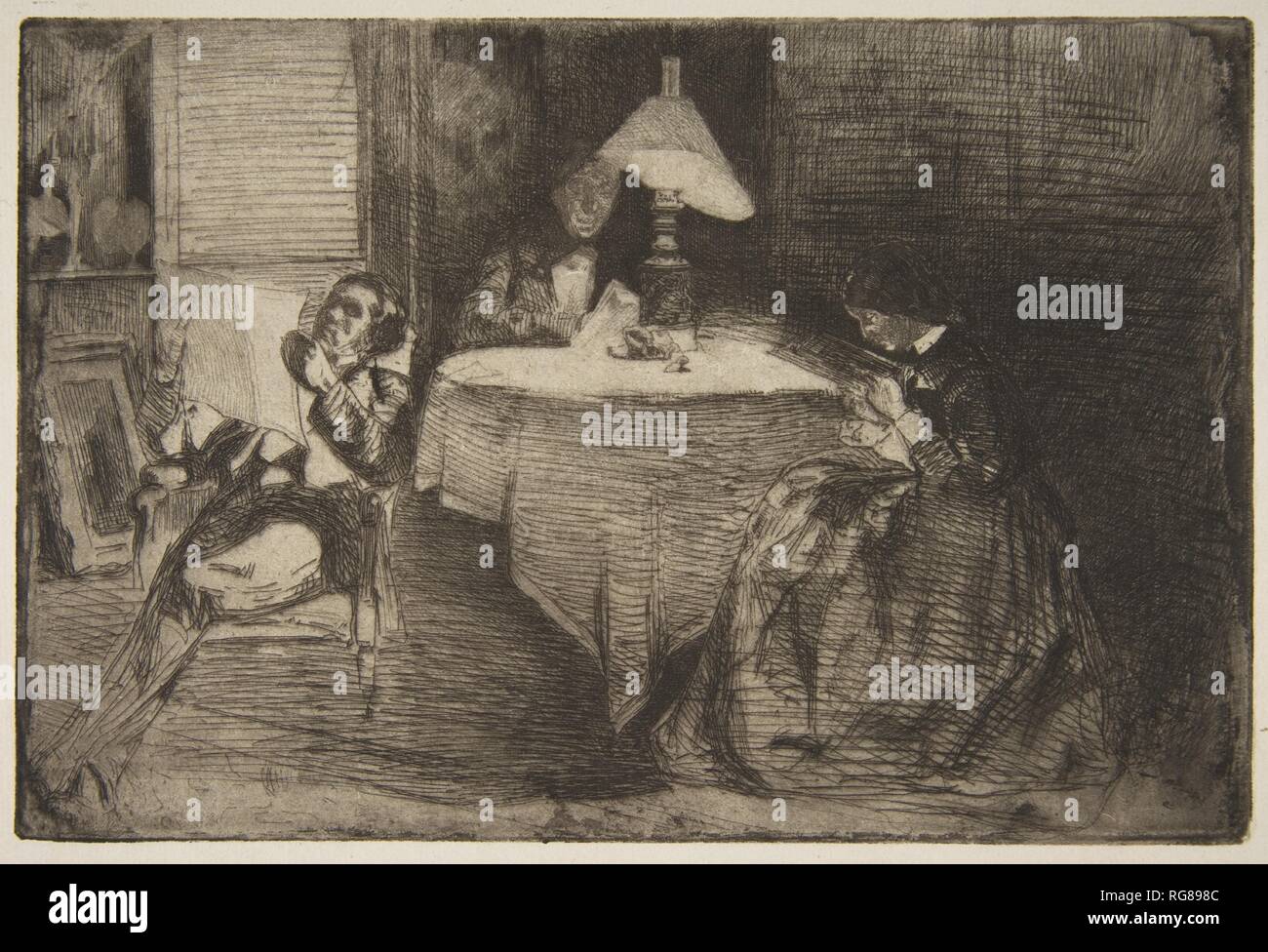 La Sala della Musica. Artista: James McNeill Whistler (American, Lowell Massachusetts 1834-1903 Londra). Dimensioni: Piastra: 5 11/16 x 8 1/2 in. (14,4 x 21,6 cm) foglio: 9 13/16 × 15 1/4 in. (25 × 38,7 cm). Data: 1859. Museo: Metropolitan Museum of Art di New York, Stati Uniti d'America. Foto Stock