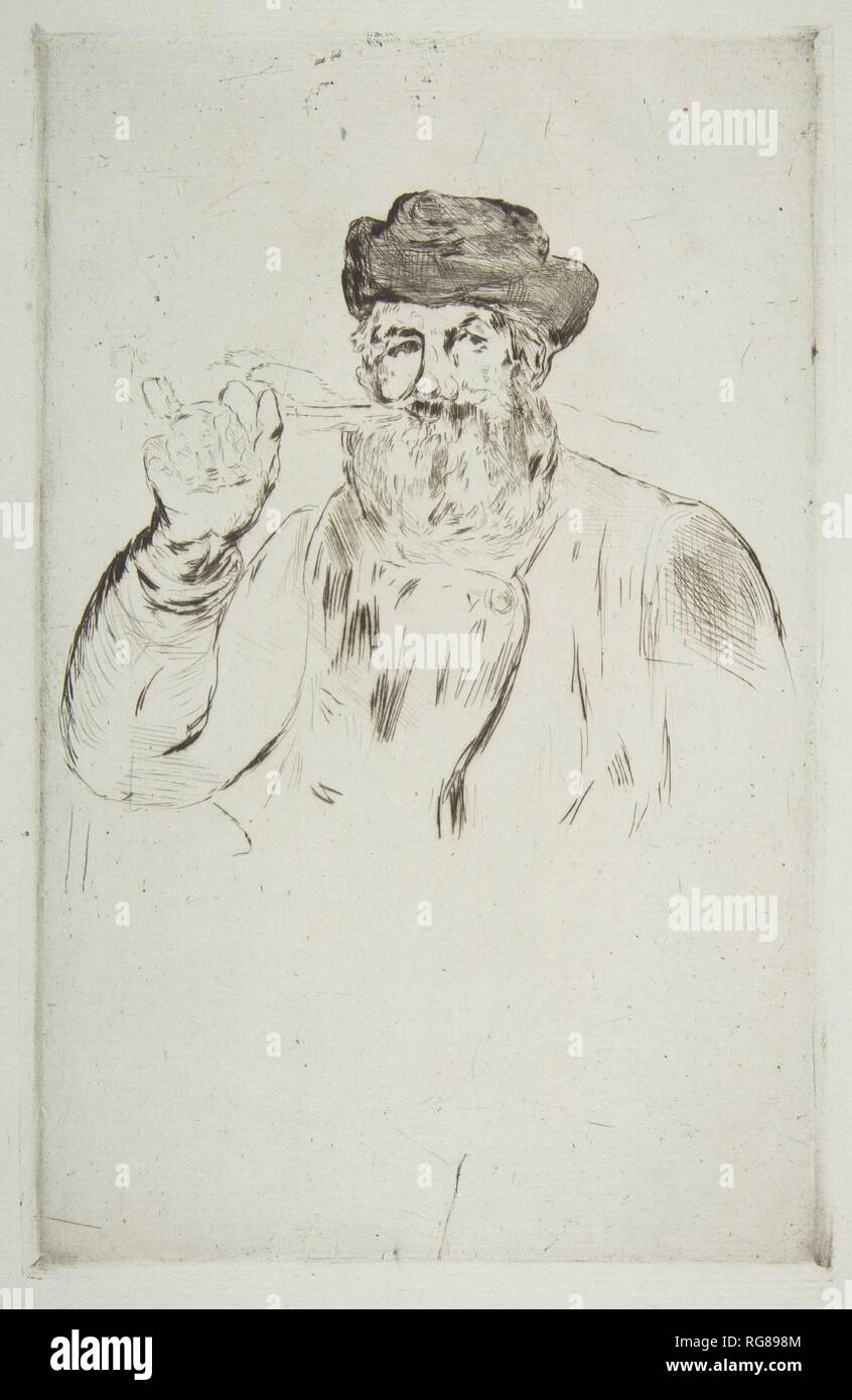 Il fumatore (Le Fumeur). Artista: Édouard Manet (francese, Parigi Parigi 1832-1883). Dimensioni: piastra: 9 1/8 x 6a. (23,2 x 15,2 cm) foglio: 14 3/8 x 9 3/8 in. (36,5 x 23,8 cm). Serie/Portfolio: Strölin, 1905. Data: 1879-82. Museo: Metropolitan Museum of Art di New York, Stati Uniti d'America. Foto Stock