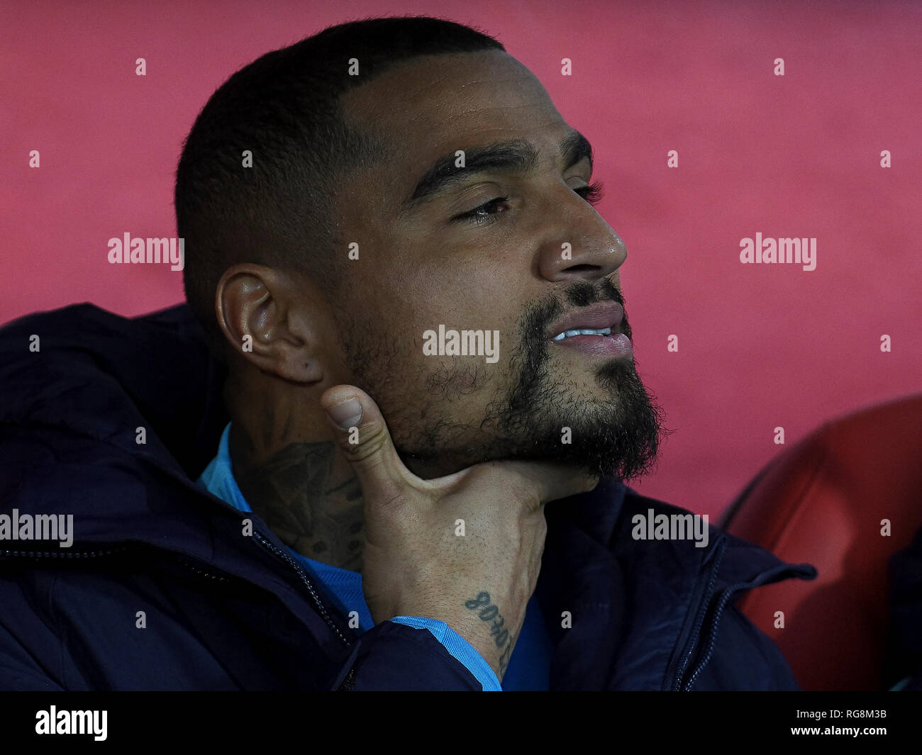 GIRONA, 27-01-2019. LaLiga 2018/ 2019, la data 21. Girona-Barcelona. Kevin Prince Boateng di Barcellona durante il gioco Girona-Barcelona Foto Stock