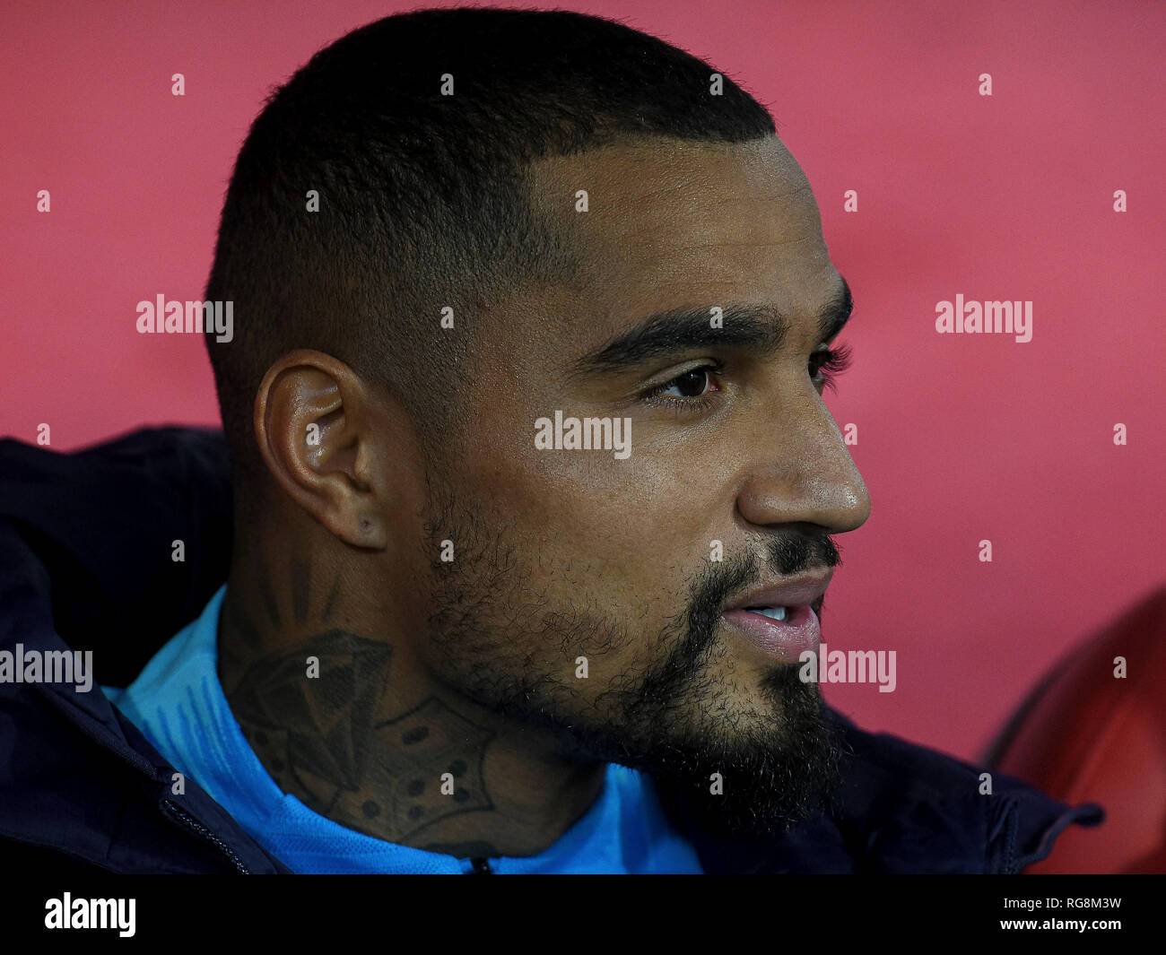 GIRONA, 27-01-2019. LaLiga 2018/ 2019, la data 21. Girona-Barcelona. Kevin Prince Boateng di Barcellona durante il gioco Girona-Barcelona Foto Stock