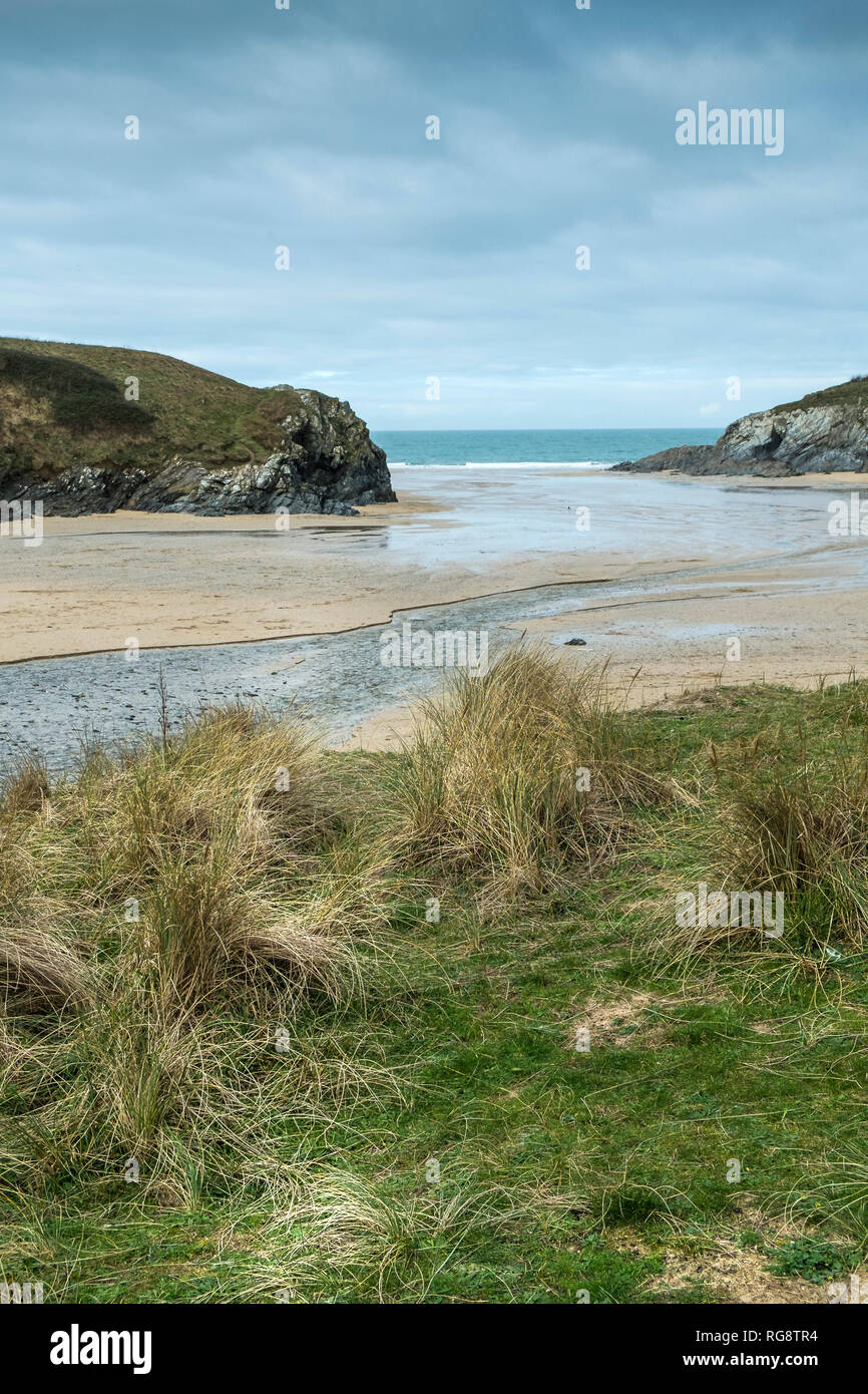 Porth Polly scherzo sul North Cornwall coast. Foto Stock