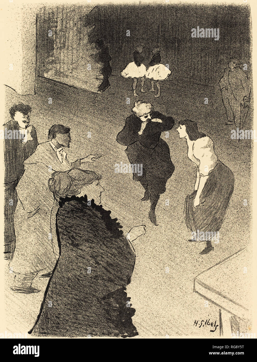 Emilienne d'Alencon et Mariquita?. Data: 1893. Dimensioni: IMMAGINE: 30,8 x 23 cm (12 1/8 x 9 1/16 in.) foglio: 43,8 x 31,8 cm (17 1/4 x 12 1/2 in.). Medium: litografia. Museo: National Gallery of Art di Washington DC. Autore: Henri-Gabriel Ibels. Foto Stock