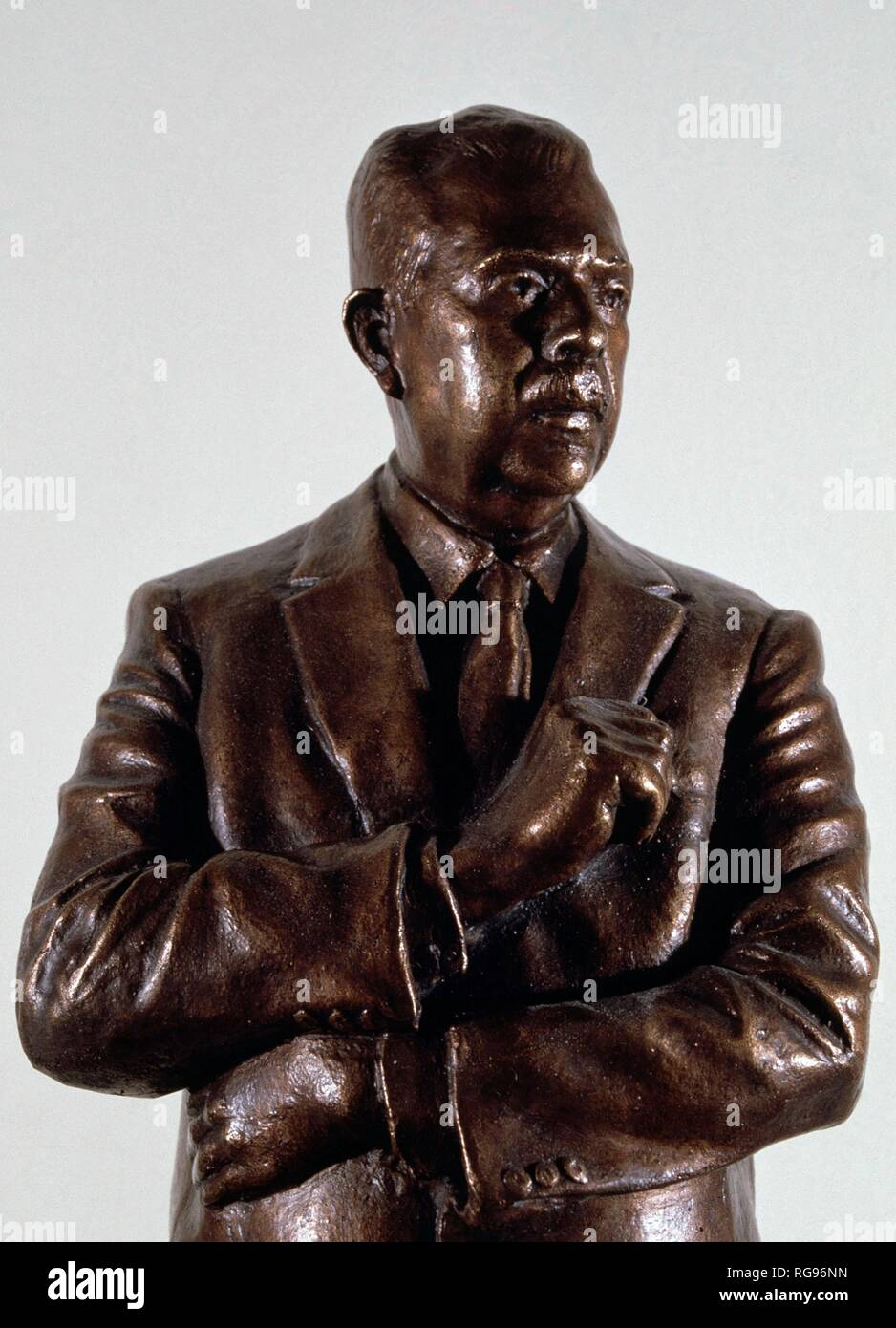 CARDENAS, LAZARO POLITICO MEXICANO. 1895-1970 ESCULTURA DE JULIAN MARTINEZ EN BRONCE.DETALLE. Foto Stock