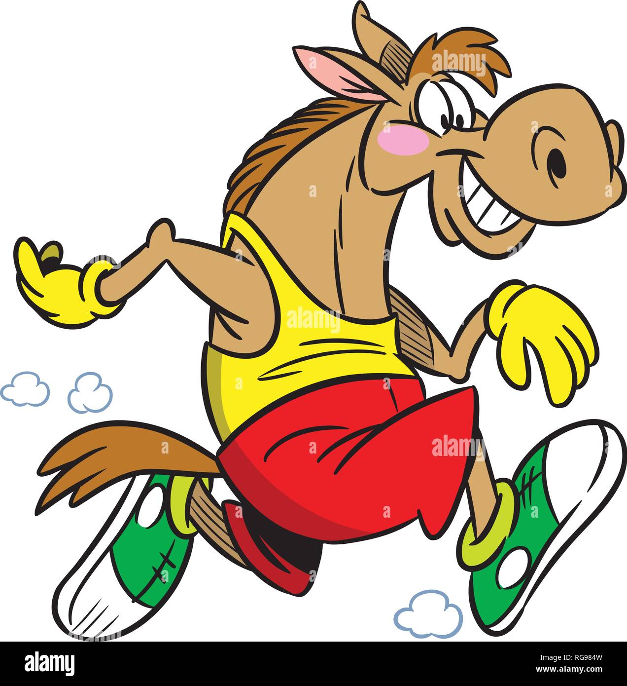 La figura mostra il cavallo, che si occupa di sport in esecuzione. Illustrazione fatta in stile cartoon isolati su sfondo bianco. Illustrazione Vettoriale