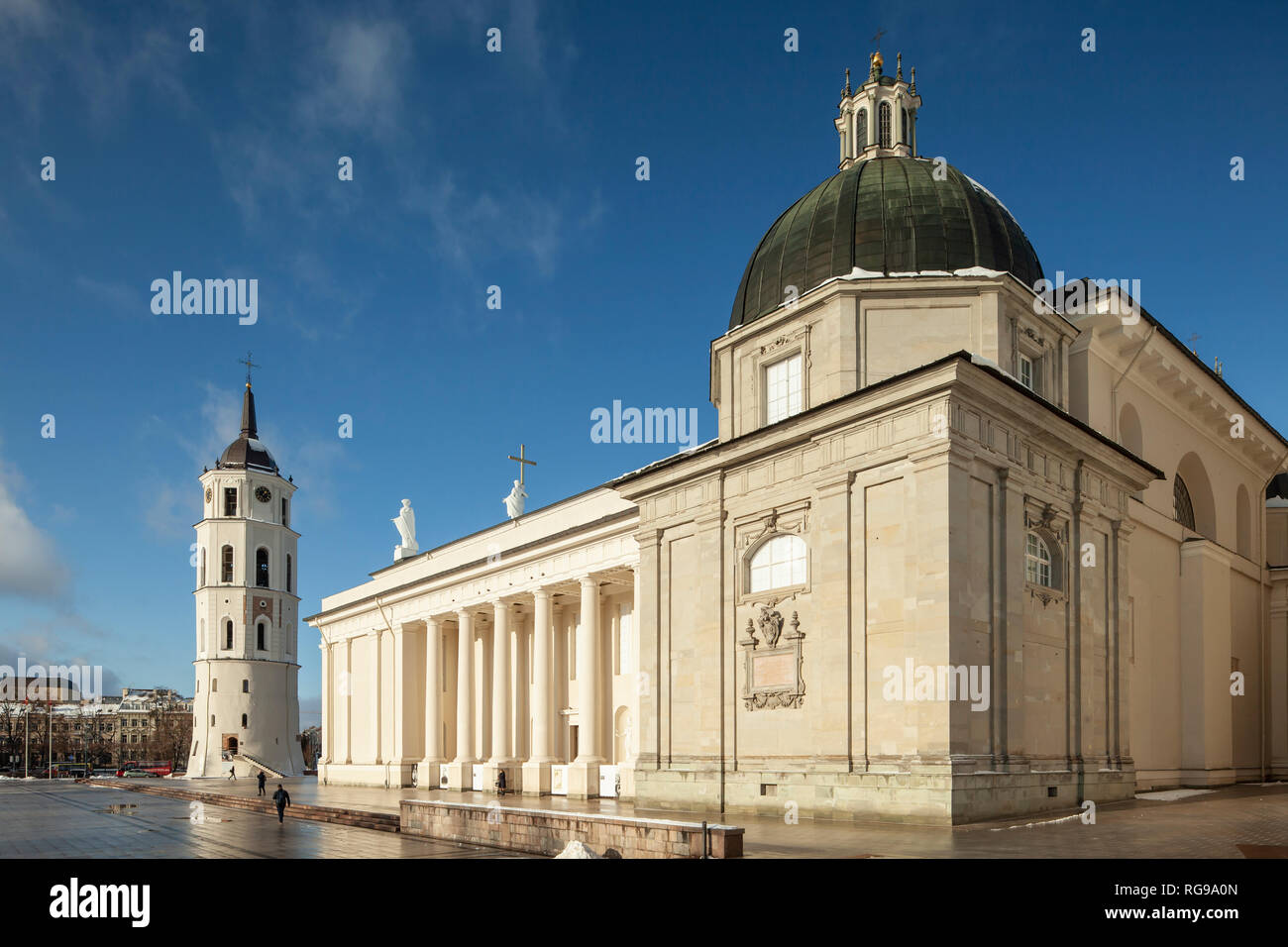 Inverno pomeriggio nella cattedrale di Vilnius, Lituania. Foto Stock