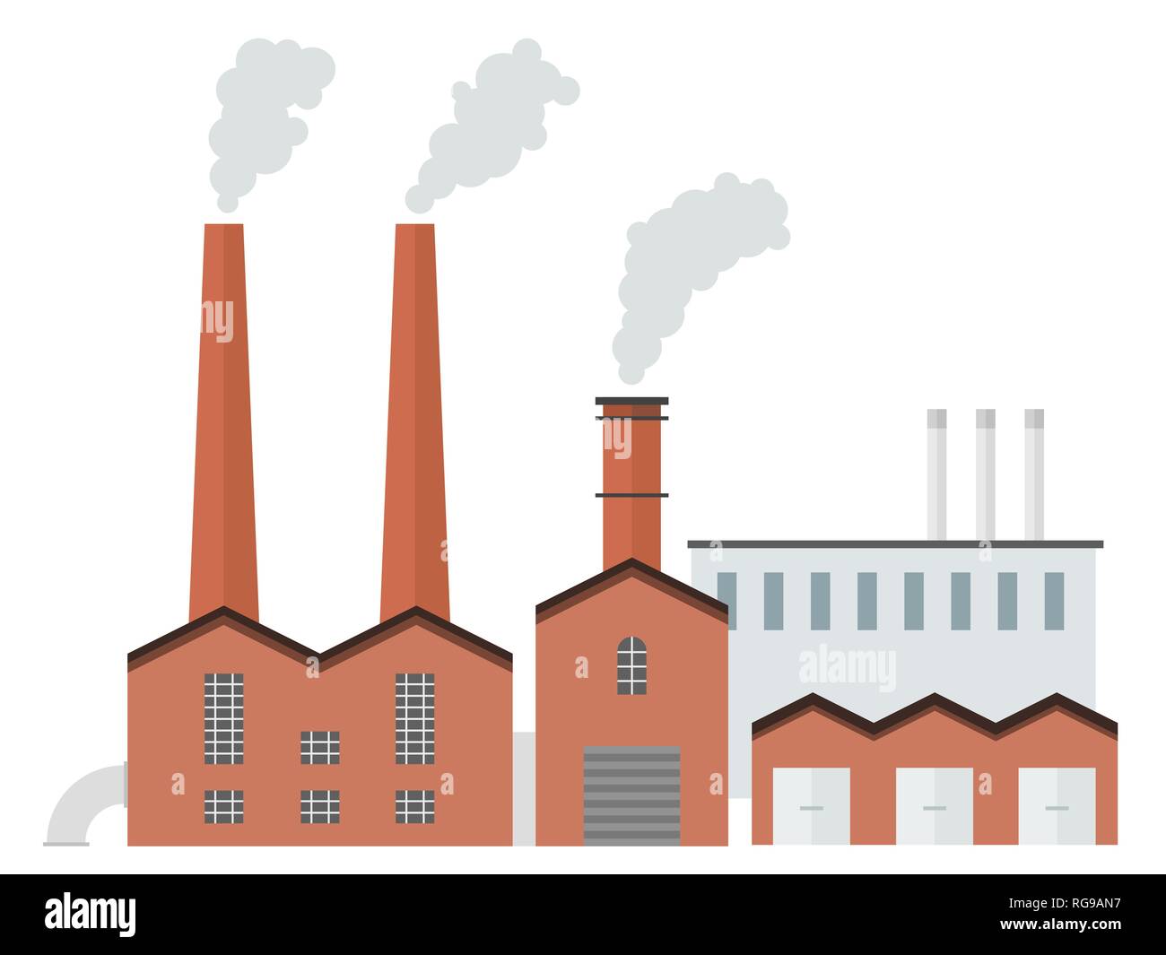 Edificio di fabbrica - mattoni vecchi architettura industriale illustrazione vettoriale. Illustrazione Vettoriale