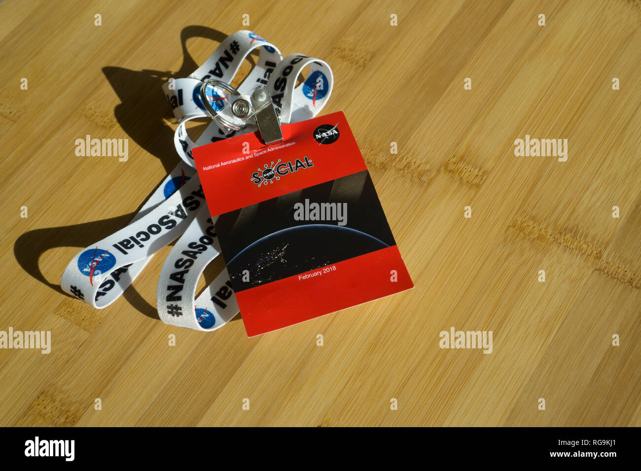 Febbraio 12, 2018 Mountain View / CA / USA - La NASA evento sociale badge di accesso Foto Stock