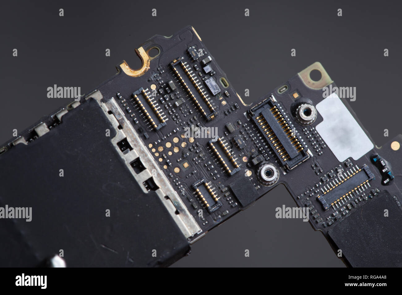 Smart phone componenti, scheda di circuito di telefonia mobile cellulare, pcb, connettori Foto Stock