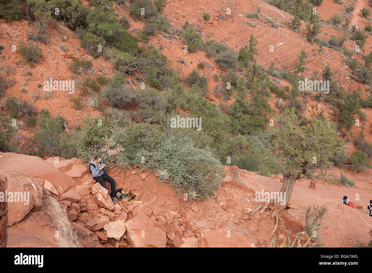 Vista della cattedrale Rock Trail in Sedona in Arizona che mostra ripida cambio di elevazione Foto Stock