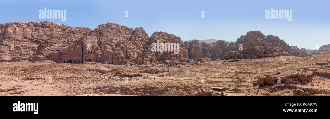 Königsgräber, Panorama, Petra, Nabatäer Hauptstadt, UNESCO Welkulturerbe, Wadi Musa, Jordanien, Asien Foto Stock