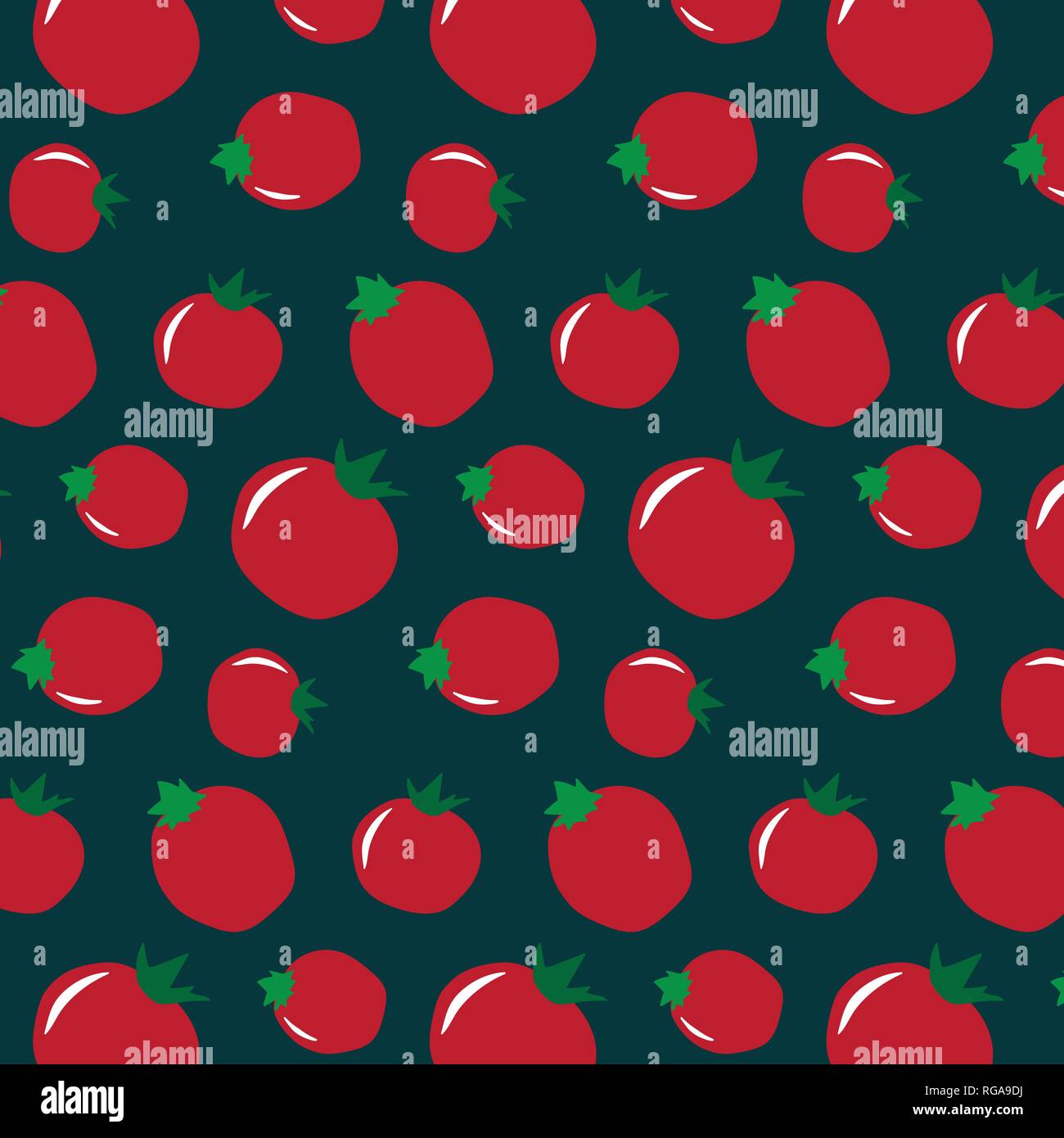 Semplice vettore di pomodoro pattern su un teal, sfondo blu Illustrazione Vettoriale