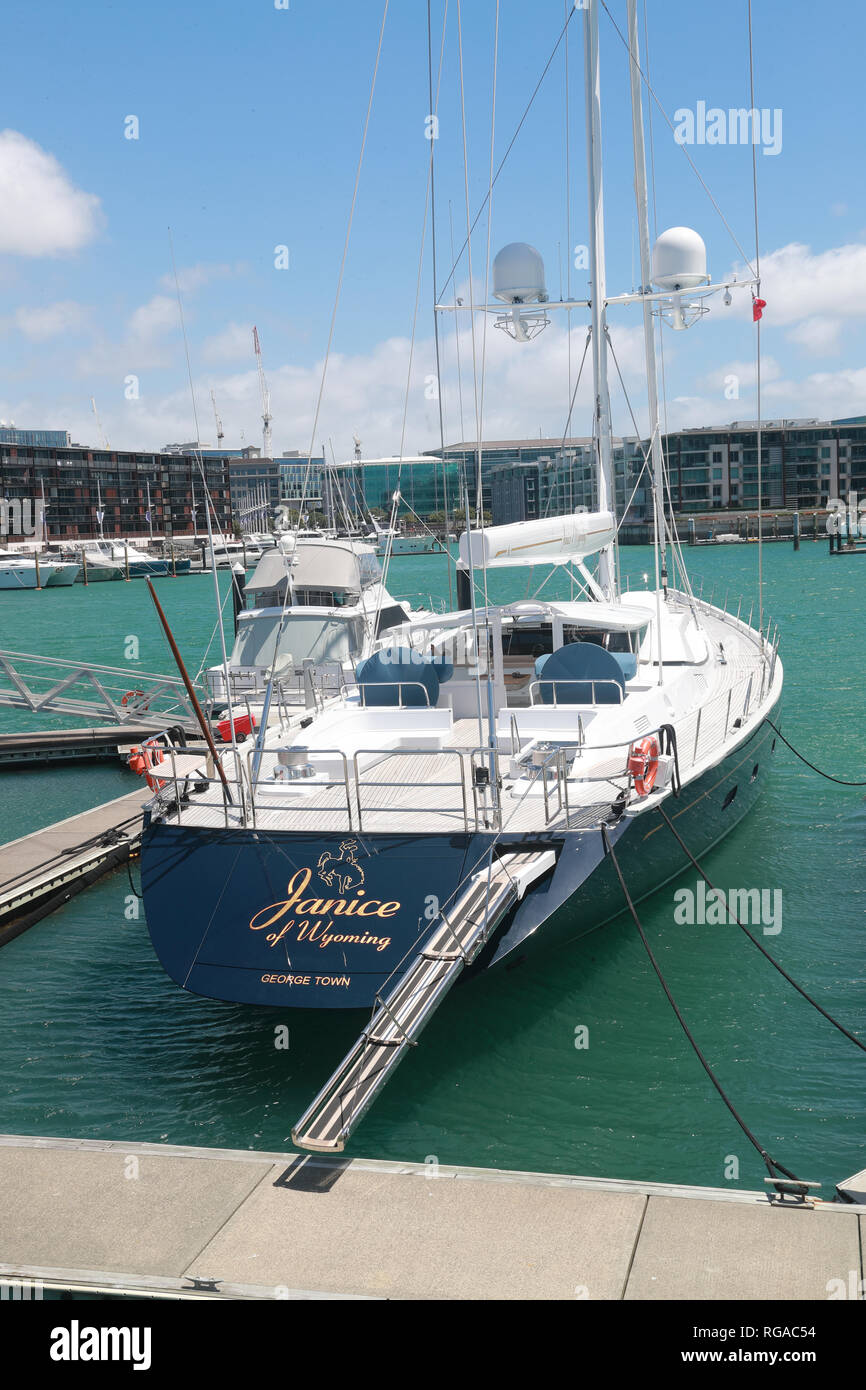 Yacht ormeggiati nel porto di Auckland, Nuova Zelanda Foto Stock