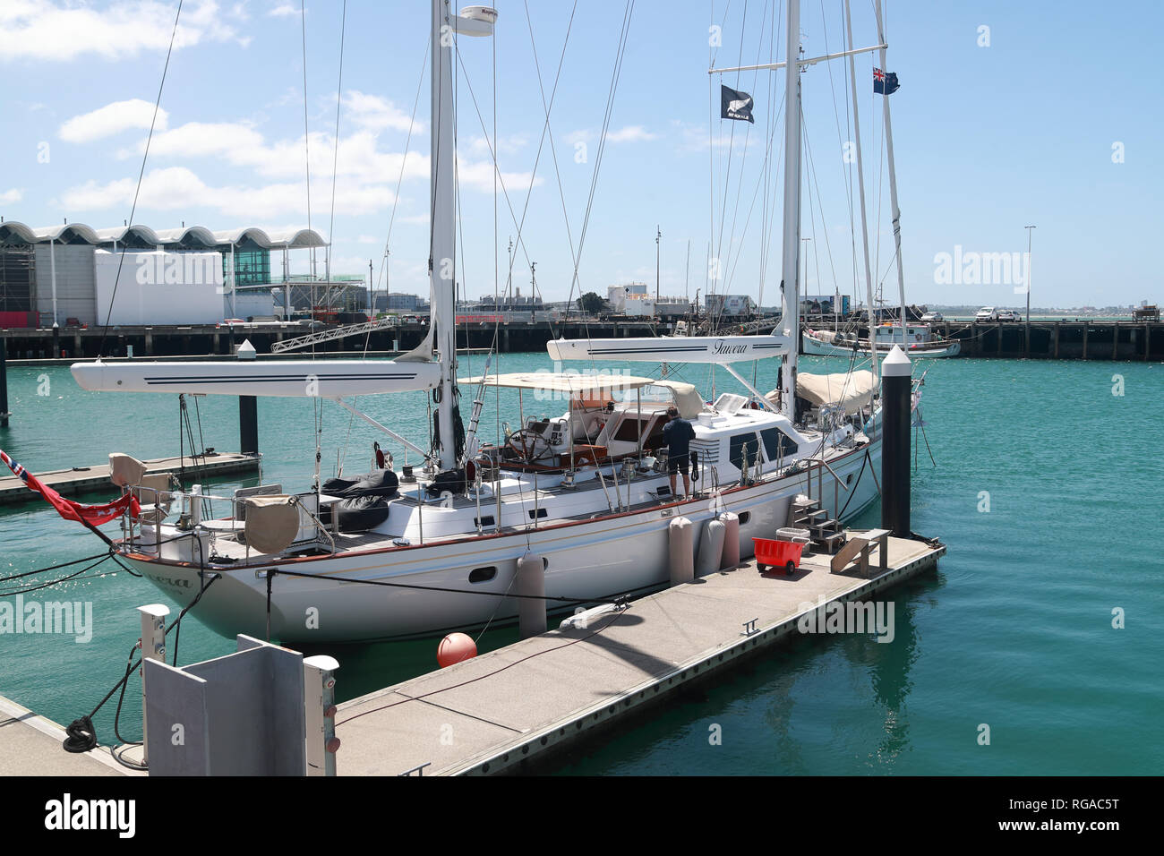 Yacht ormeggiati nel porto di Auckland, Nuova Zelanda Foto Stock
