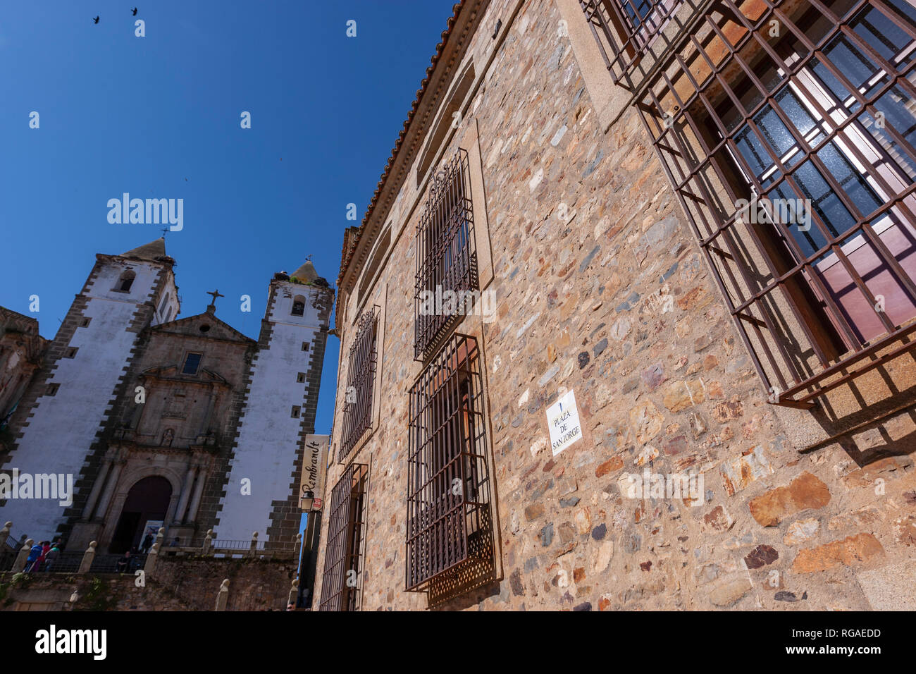 Plaza de San Jorge, Caceres, Estremadura, Spagna Foto Stock