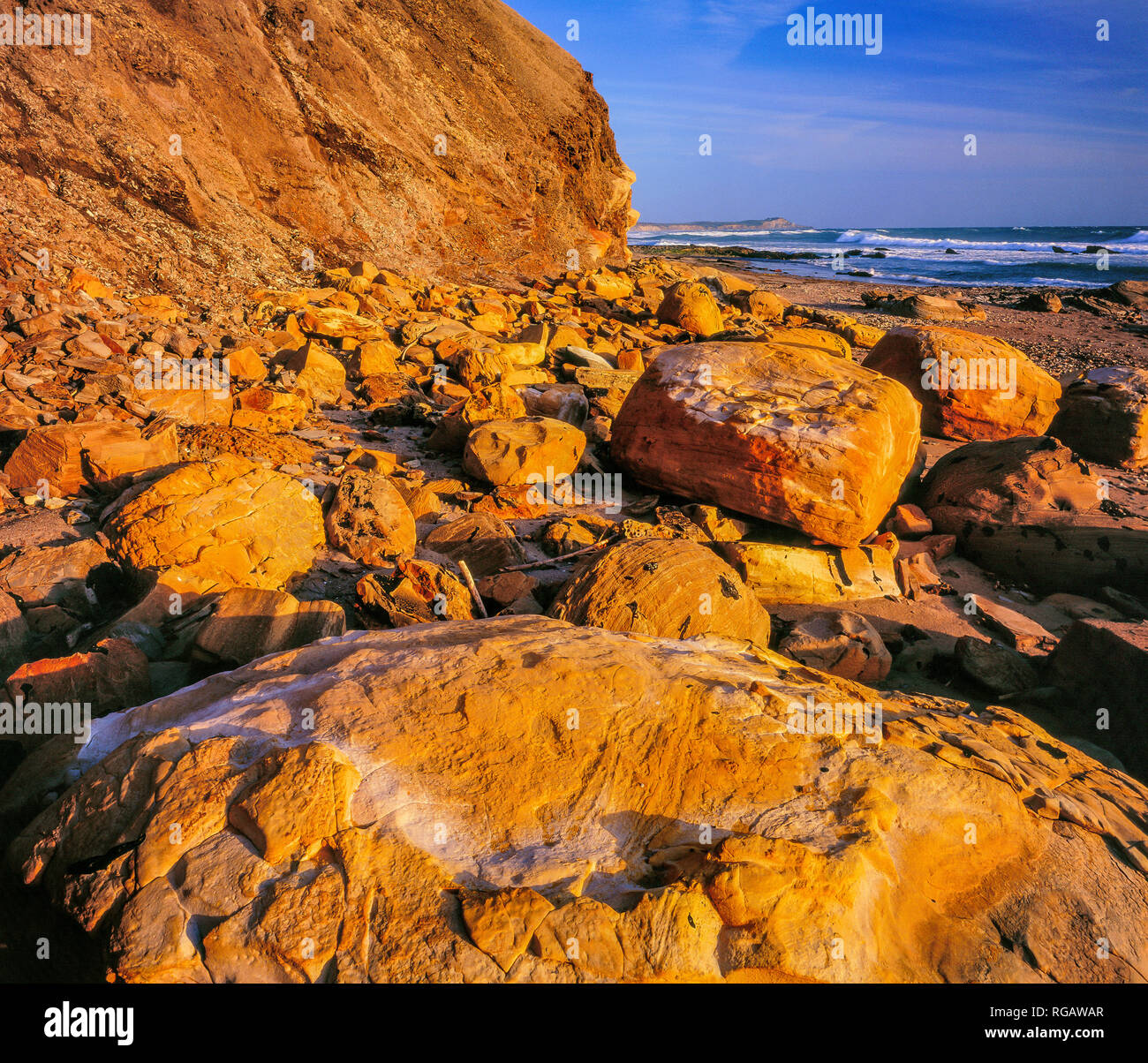 Pietra arenaria, punto concezione, Jalama Beach County Park, Santa Barbara County, California Foto Stock