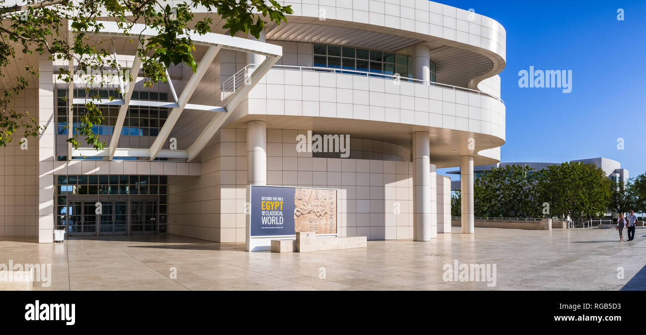 Giugno 8, 2018 Los Angeles / CA / STATI UNITI D'AMERICA - Il museo hall di entrata presso il Getty Center, progettato da Richard Meier Foto Stock