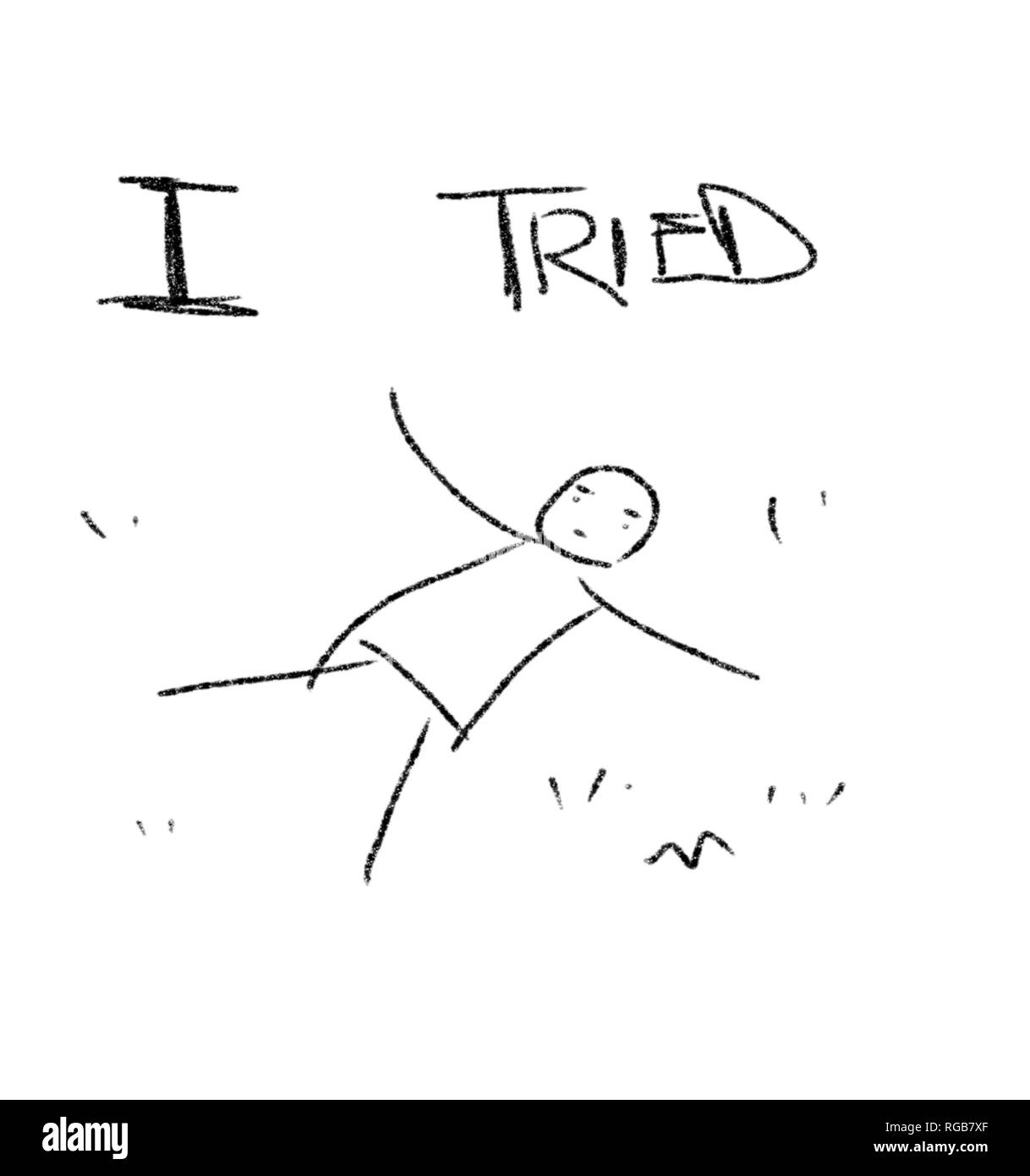 Una persona sdraiata sull'erba pensando ... Foto Stock