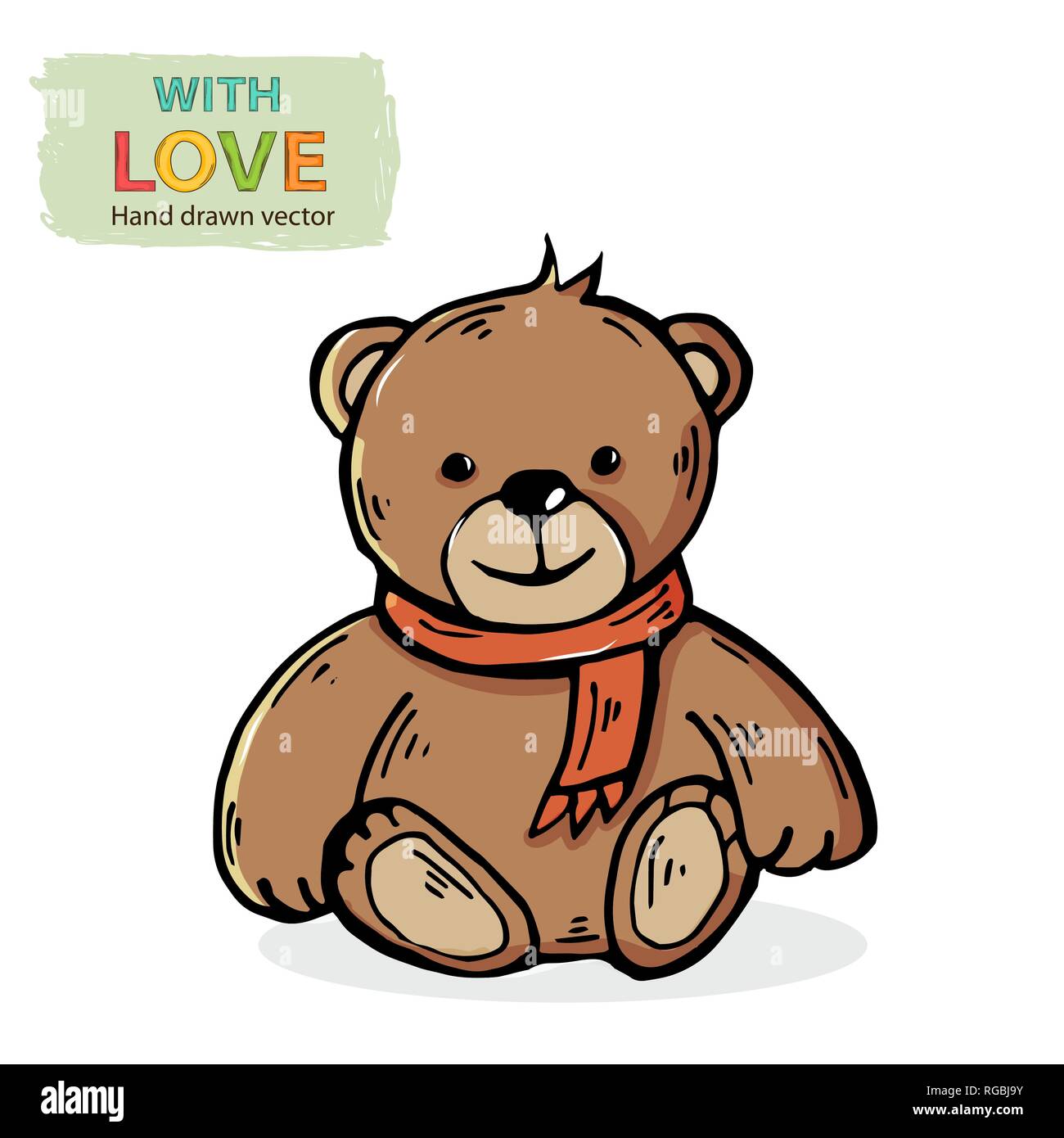 Vector orsacchiotto di peluche con sciarpa rossa isolato su uno sfondo  bianco.Bear kid toy su bianco.Tagliare teddy Immagine e Vettoriale - Alamy