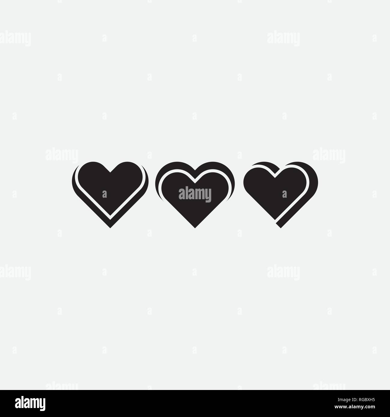 Cuore nero amore icone vettoriali elemento di design Illustrazione Vettoriale