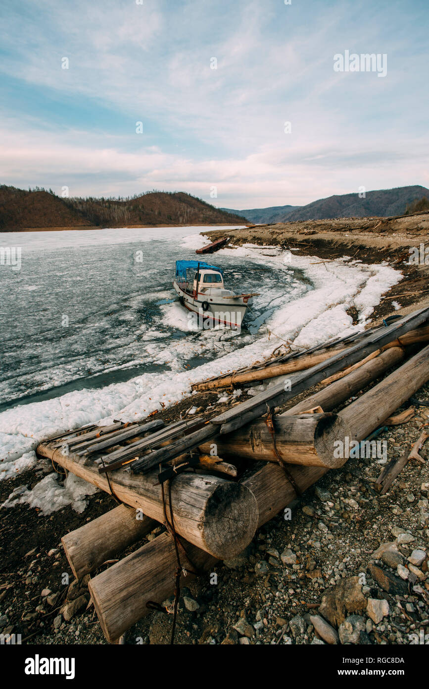 La Russia, Oblast di Amur, Zeya fiume in inverno Foto Stock