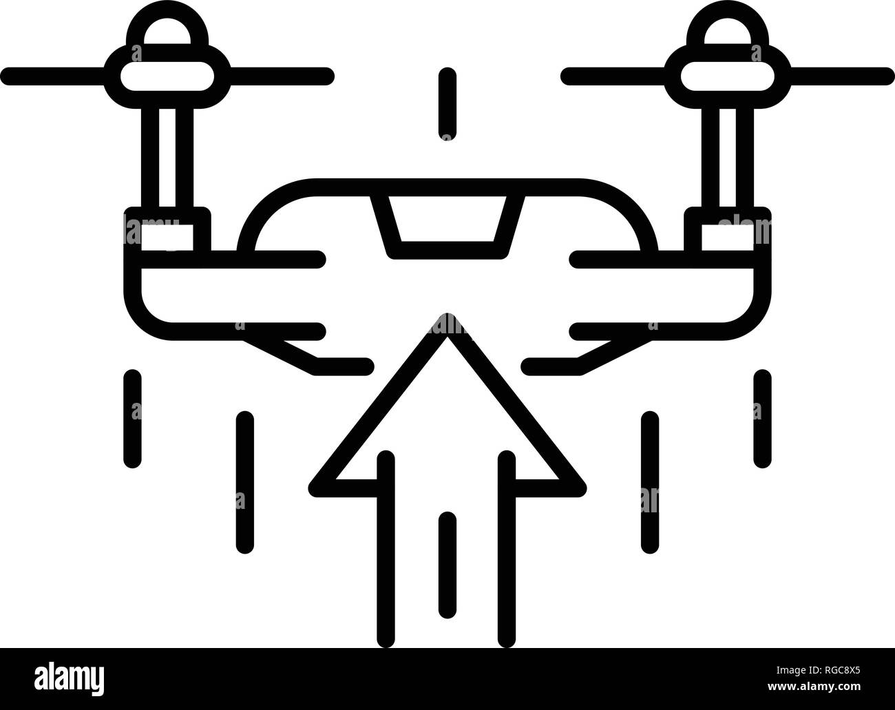 Drone alzati di icona di stile di contorno Illustrazione Vettoriale