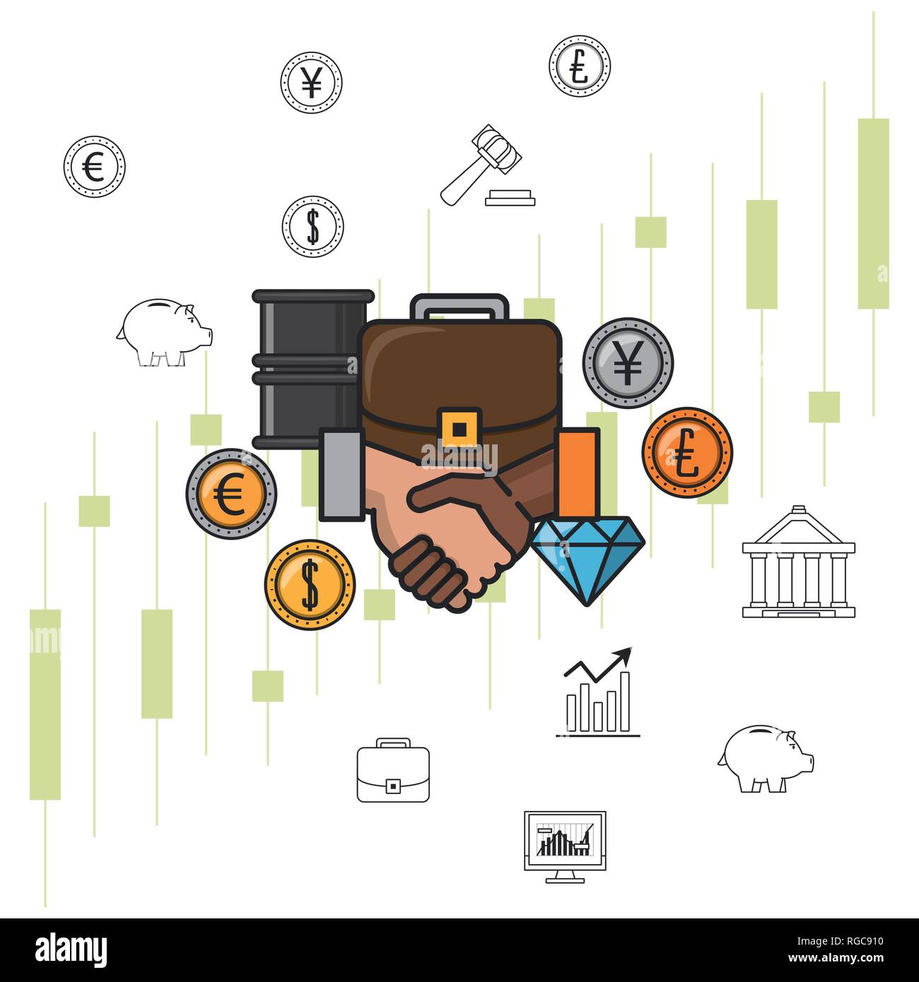 Azienda denaro e investimenti Illustrazione Vettoriale